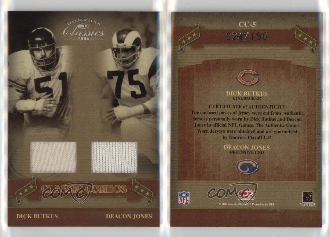 2006 Donruss Classics Classic Combos Jerseys Dick Butkus Deacon Jones HOF 1n8