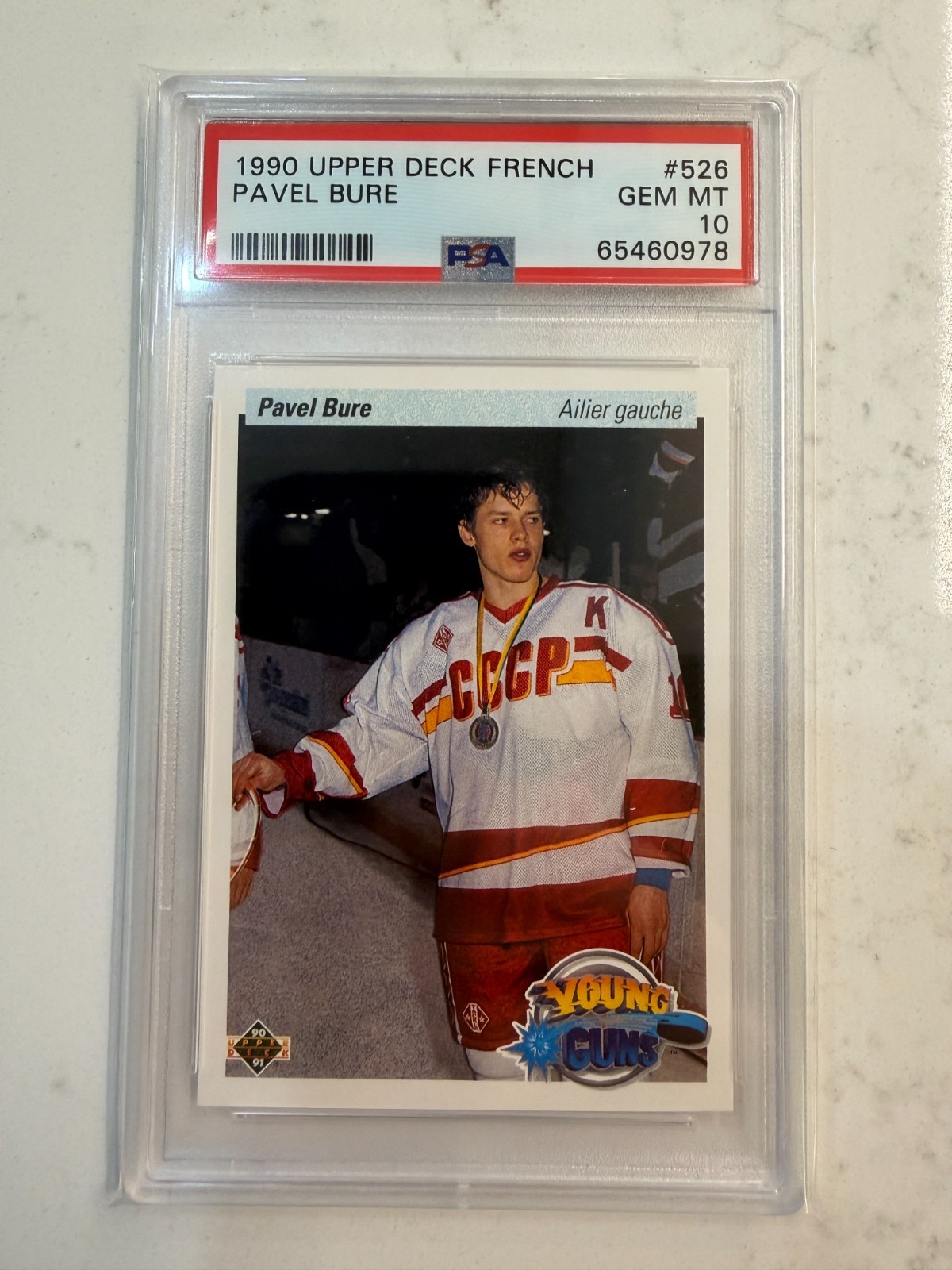 1990-91 Upper Deck FRENCH Young Guns #526 Pavel Bure RC ROOKIE PSA 10 GEM MINT