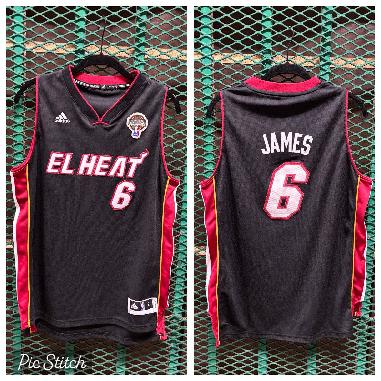 Adidas Miami El Heat LeBron James Latin Nights Black Jersey Youth Large Men’s S
