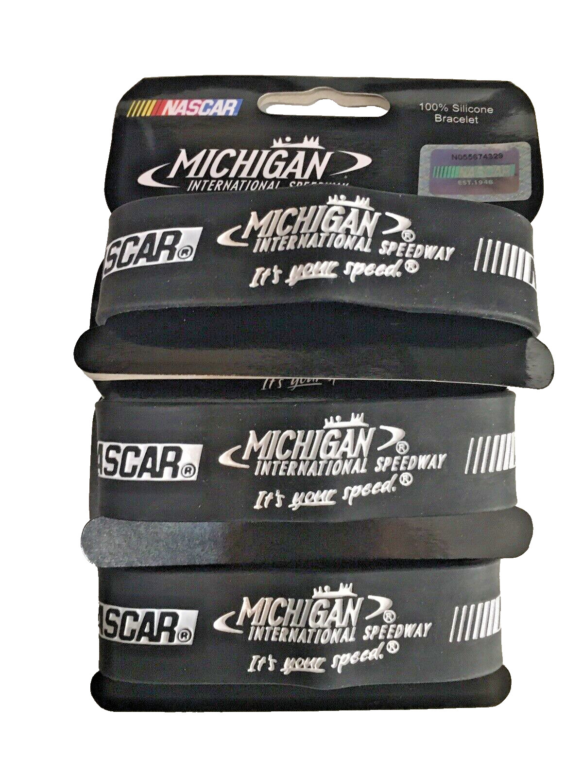 Pack of 3 Vintage NASCAR Liicensed Silicone MICHIGAN Bracelets 15/16” Wide