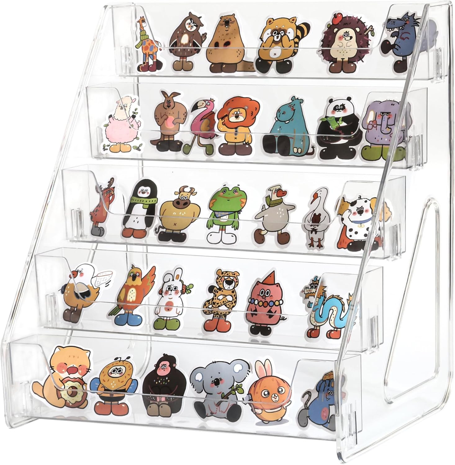 Card Display Stand set of 2, Clear 5-Tiered Shelf For Greeting Card, Stickers…