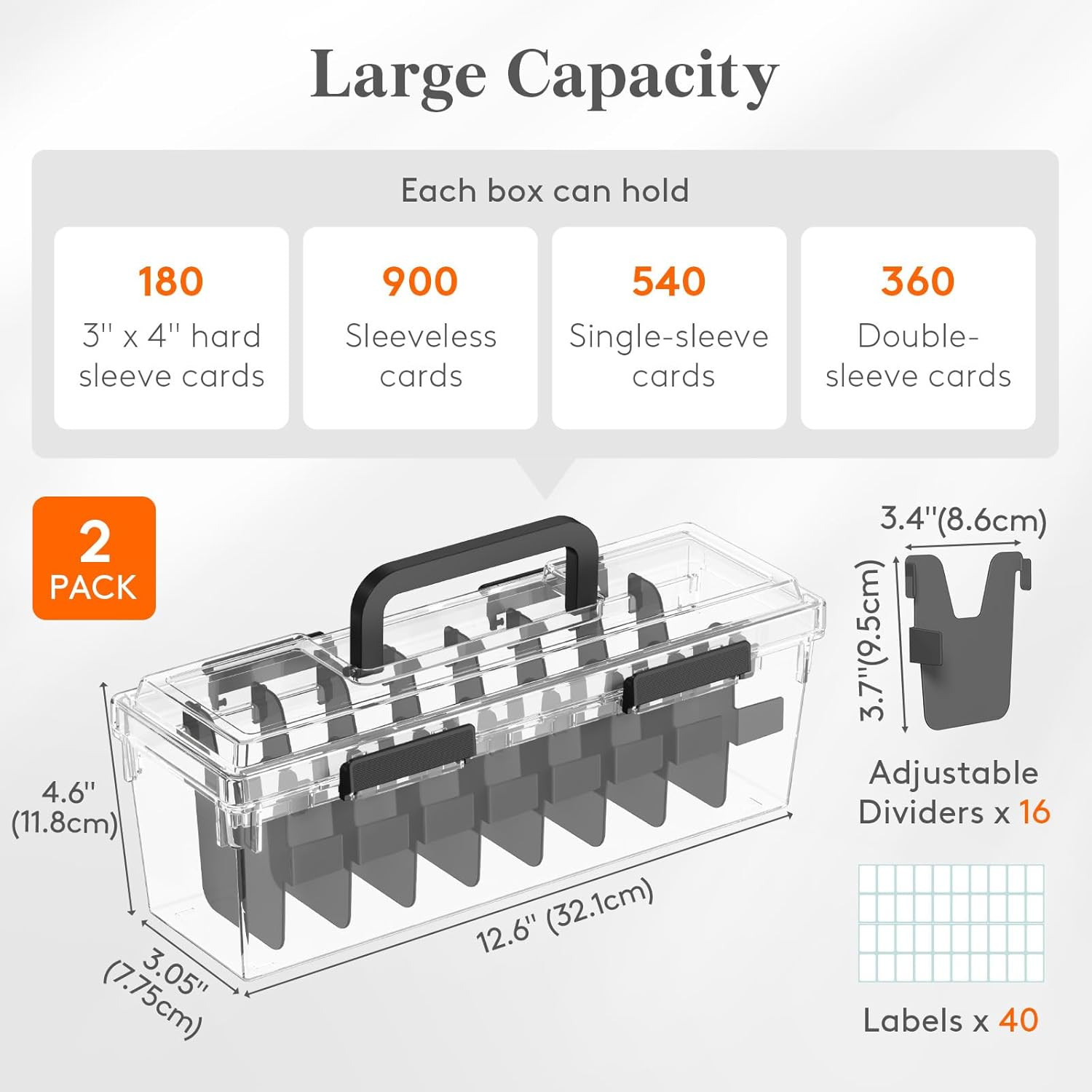 Trading Card Storage Box Fit for Toploader, Stackable Reinforced Latch Case with