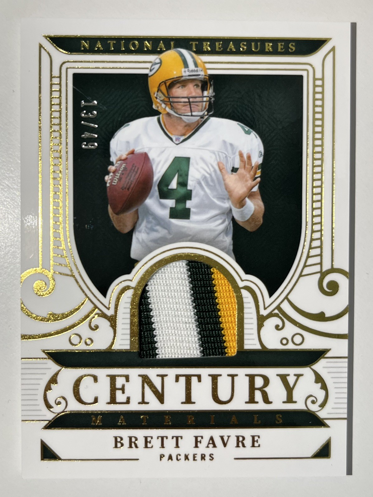 2025 Panini National Treasures Brett Favre Century Materials /49 #CM-BFE – SSP!