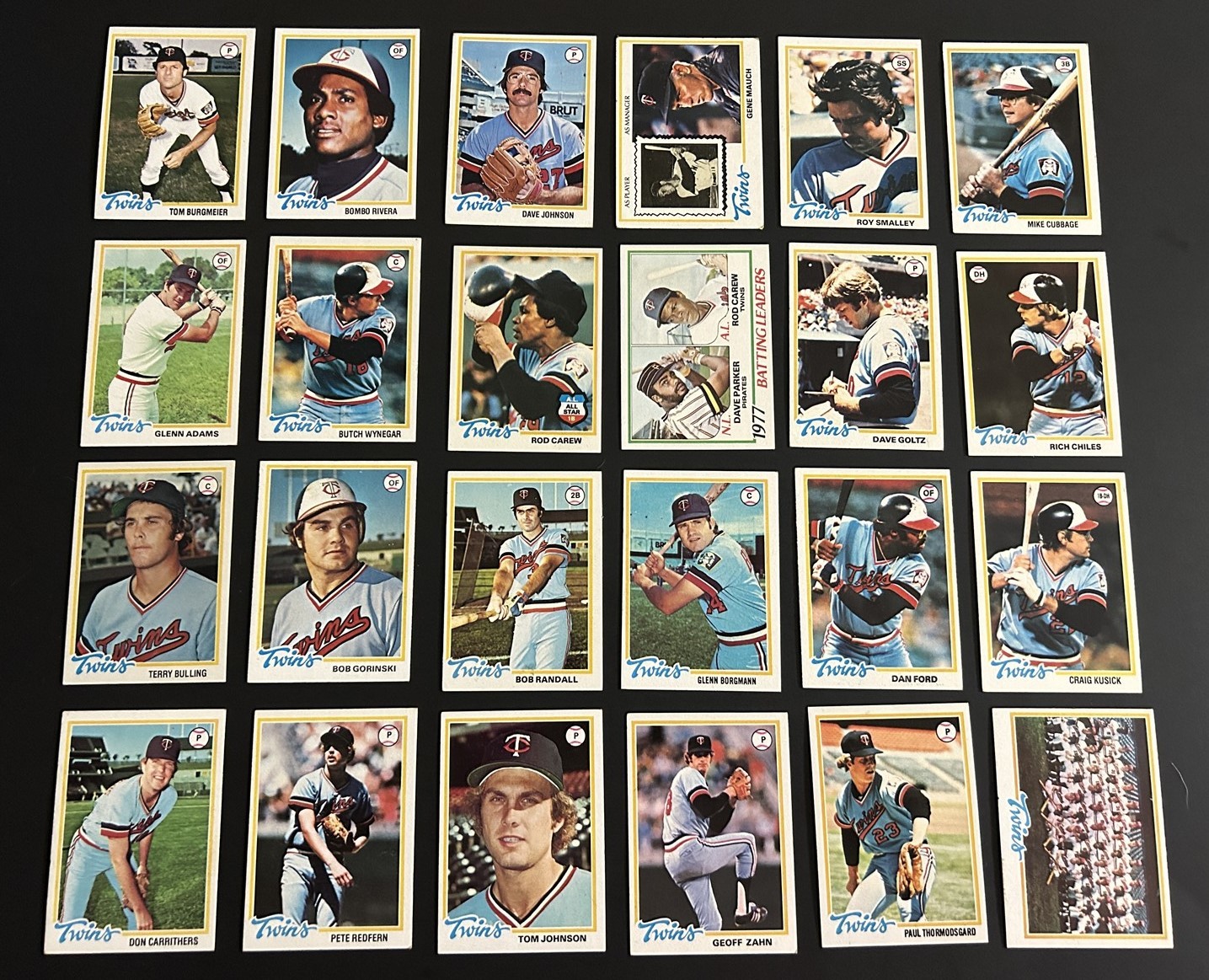 1978 Topps MINNESOTA TWINS Complete TEAM Set 24 ROD CAREW Butch WYNEGAR Goltz