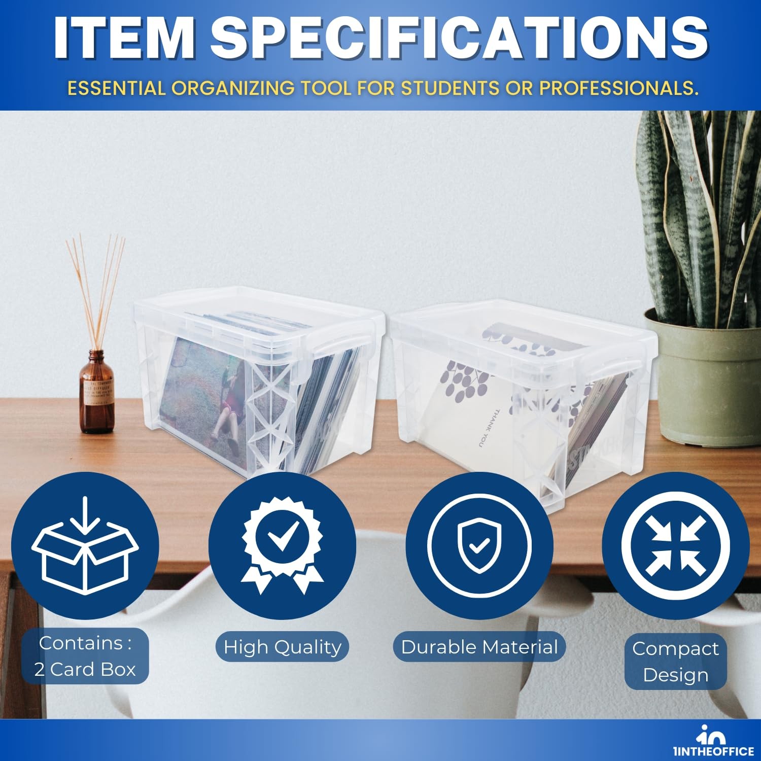 Clear Plastic Index Card Storage Boxes 4×6 Inch Set of 2 Holds 500 Cards