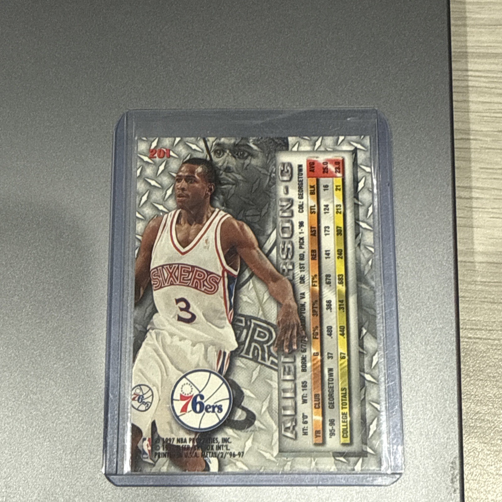 Fleer Metal 1996-97 Allen Iverson #201 Base Set Philadelphia 76ers NBA Rookie RC