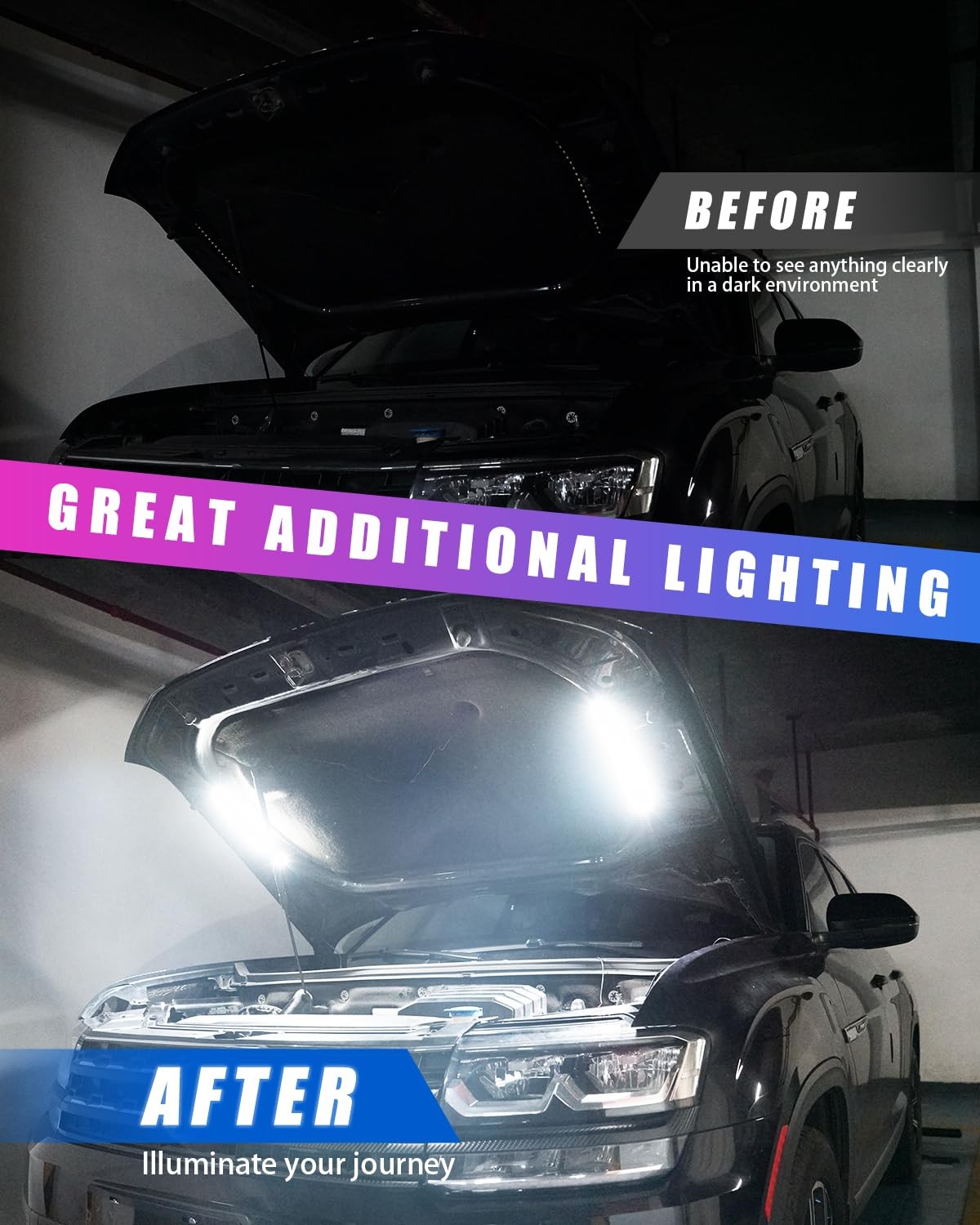 LED Under Hood Light Kit for Car Engine Bay – Universal 12V Auto Illumination
