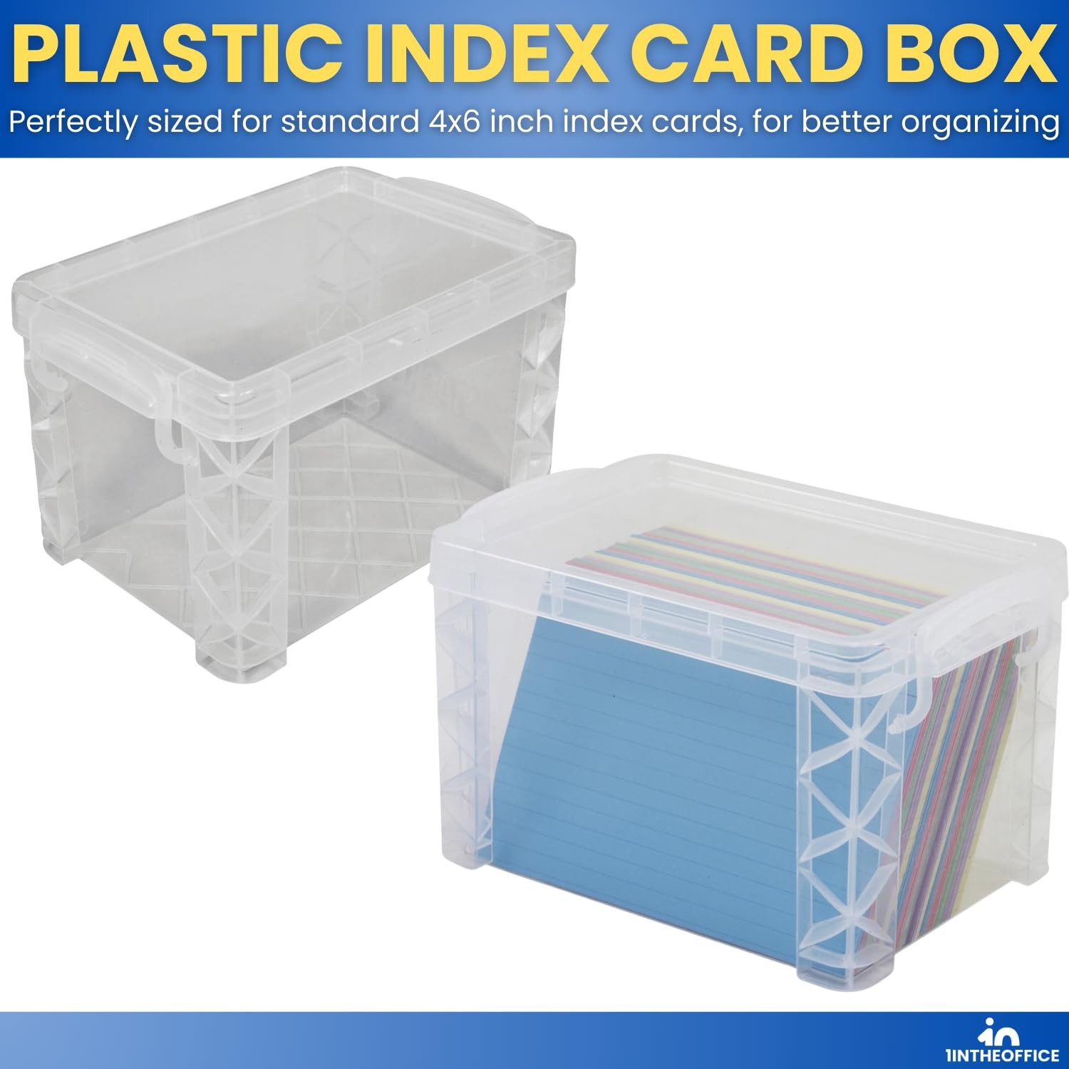 Clear Plastic Index Card Storage Boxes 4×6 Inch Set of 2 Holds 500 Cards