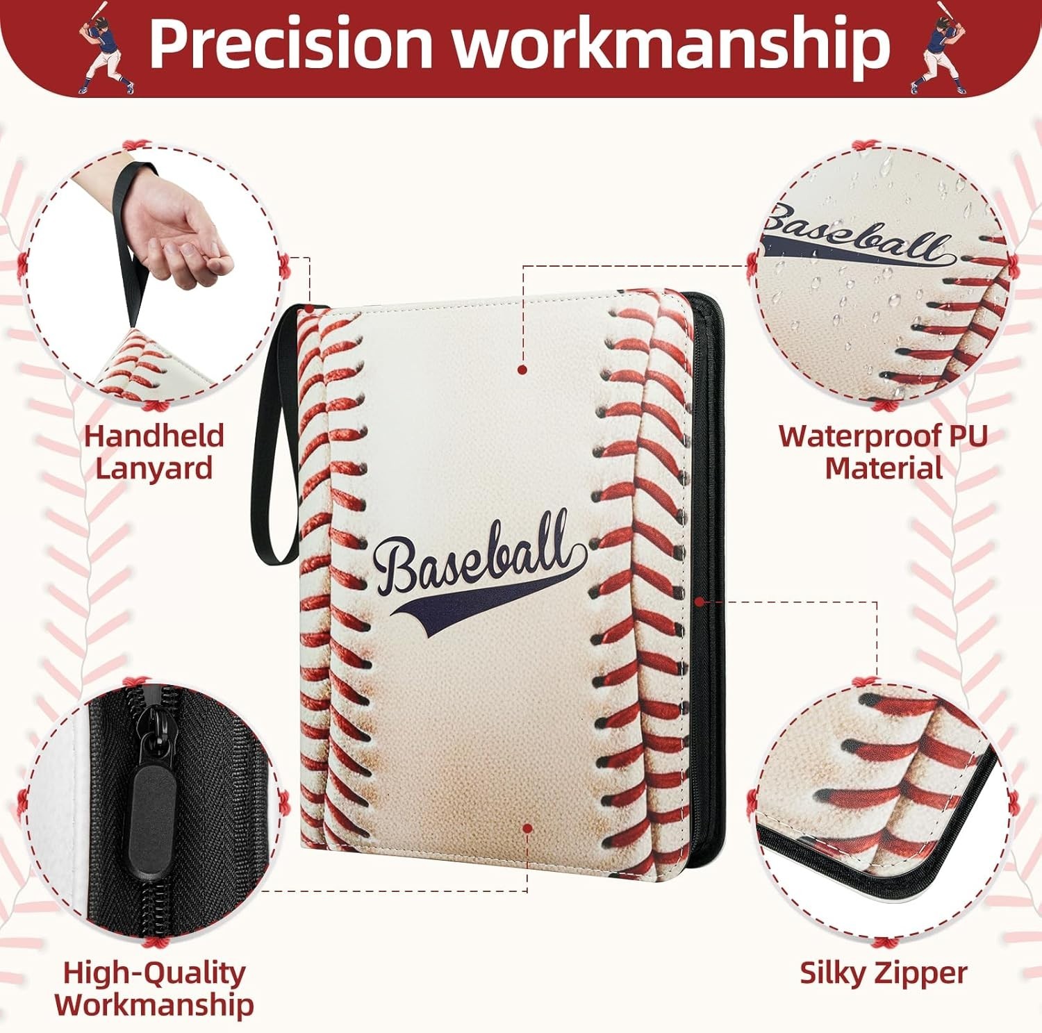 1080 Pockets Baseball Card Binder 9 Pocket, Trading Card Binder With 60 Remov…