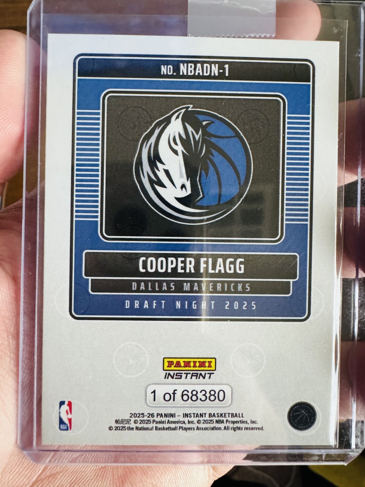 Cooper Flagg Rookie 2025-26 Panini Instant – Draft Night 2025 #NBADN-1 /68380