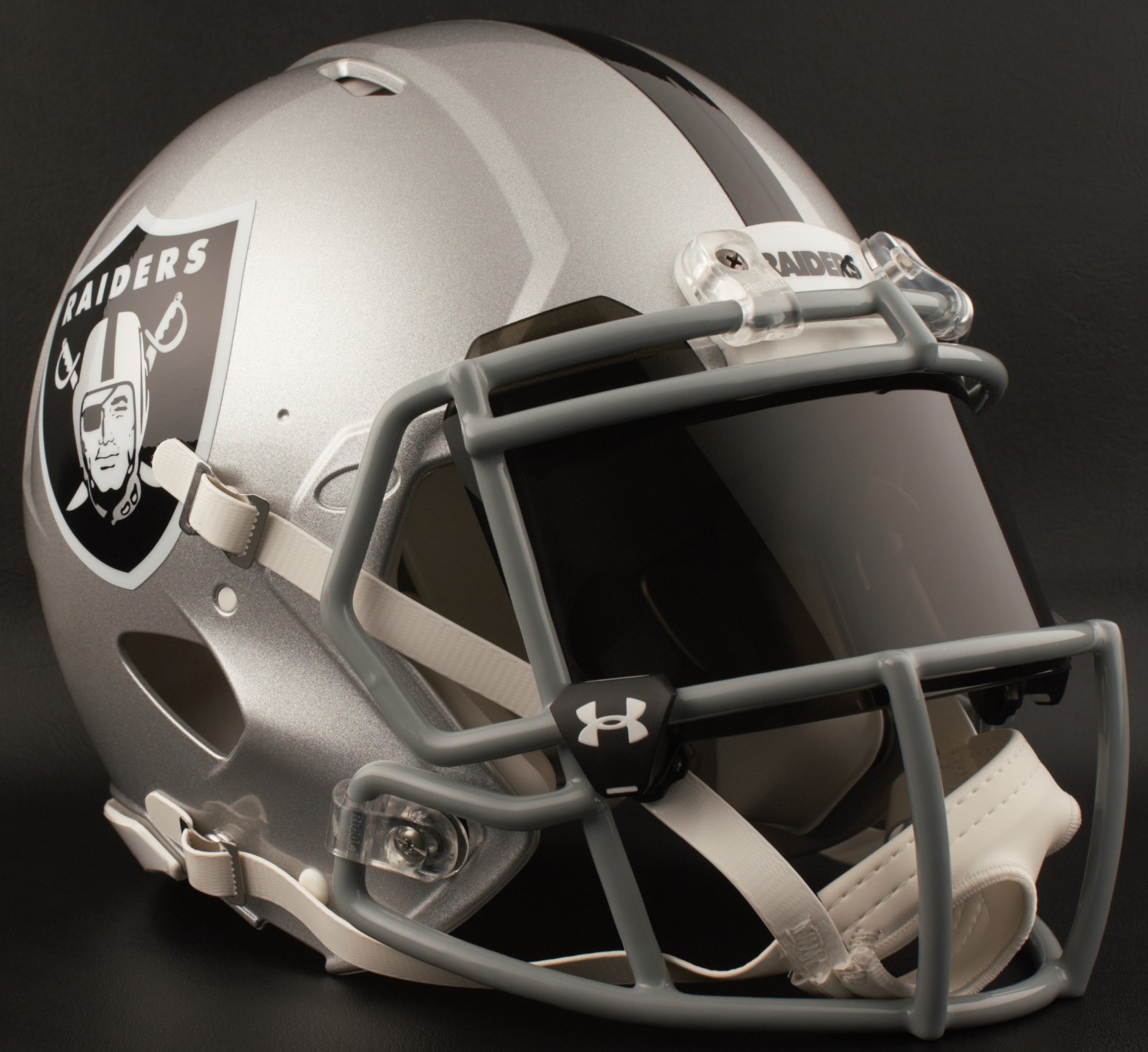 OAKLAND RAIDERS NFL Football Helmet with BLACK-TINT Visor / Eye Shield