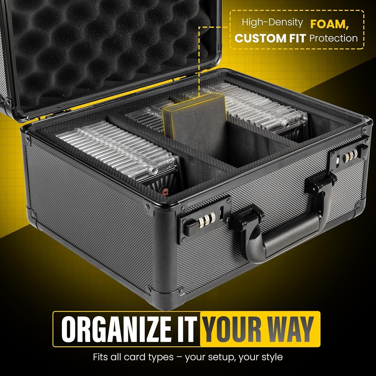 Graded Card Storage Box with Combination Lock – Waterproof Slab Carrying Case…