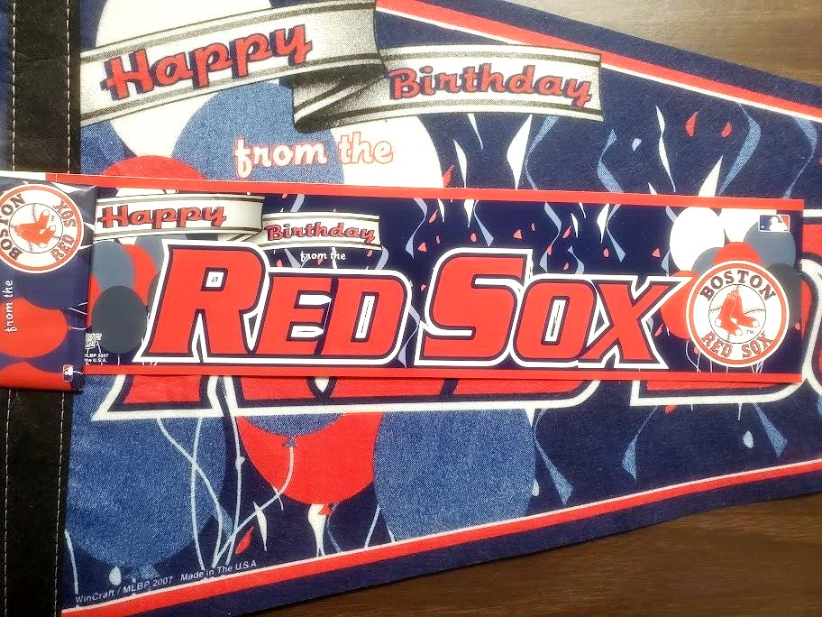 Boston Red Sox 2007 Happy Birthday Fan Pack 3piece Pennant Bumper Sticker Button