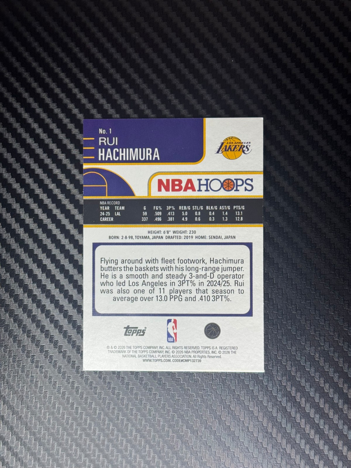 2025-26 NBA Hoops Rui Hachimura #1 Lakers
