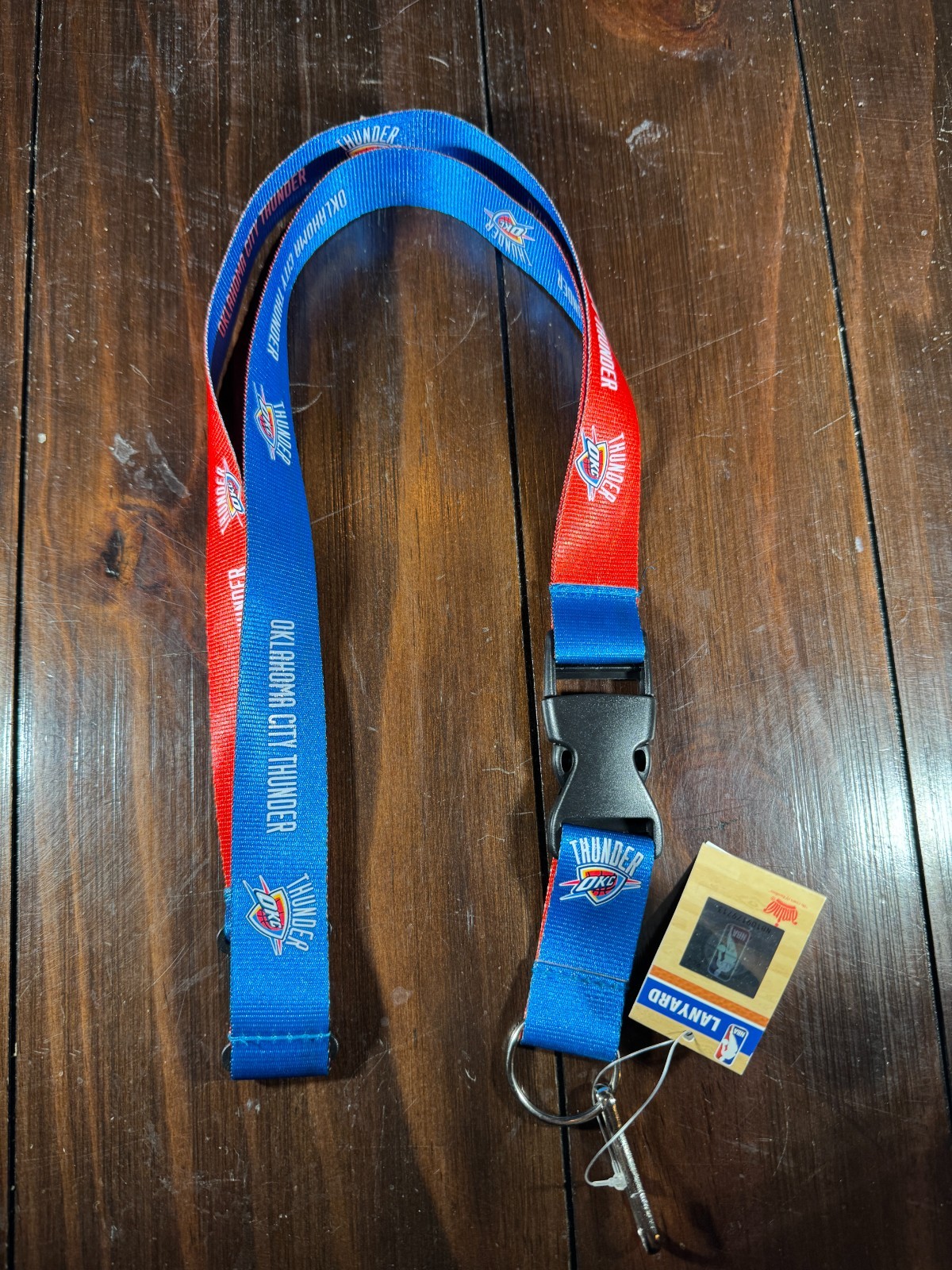 Oklahoma City Thunder OKC NBA Lanyard Detachable Key Chain Reversible Blue/Red