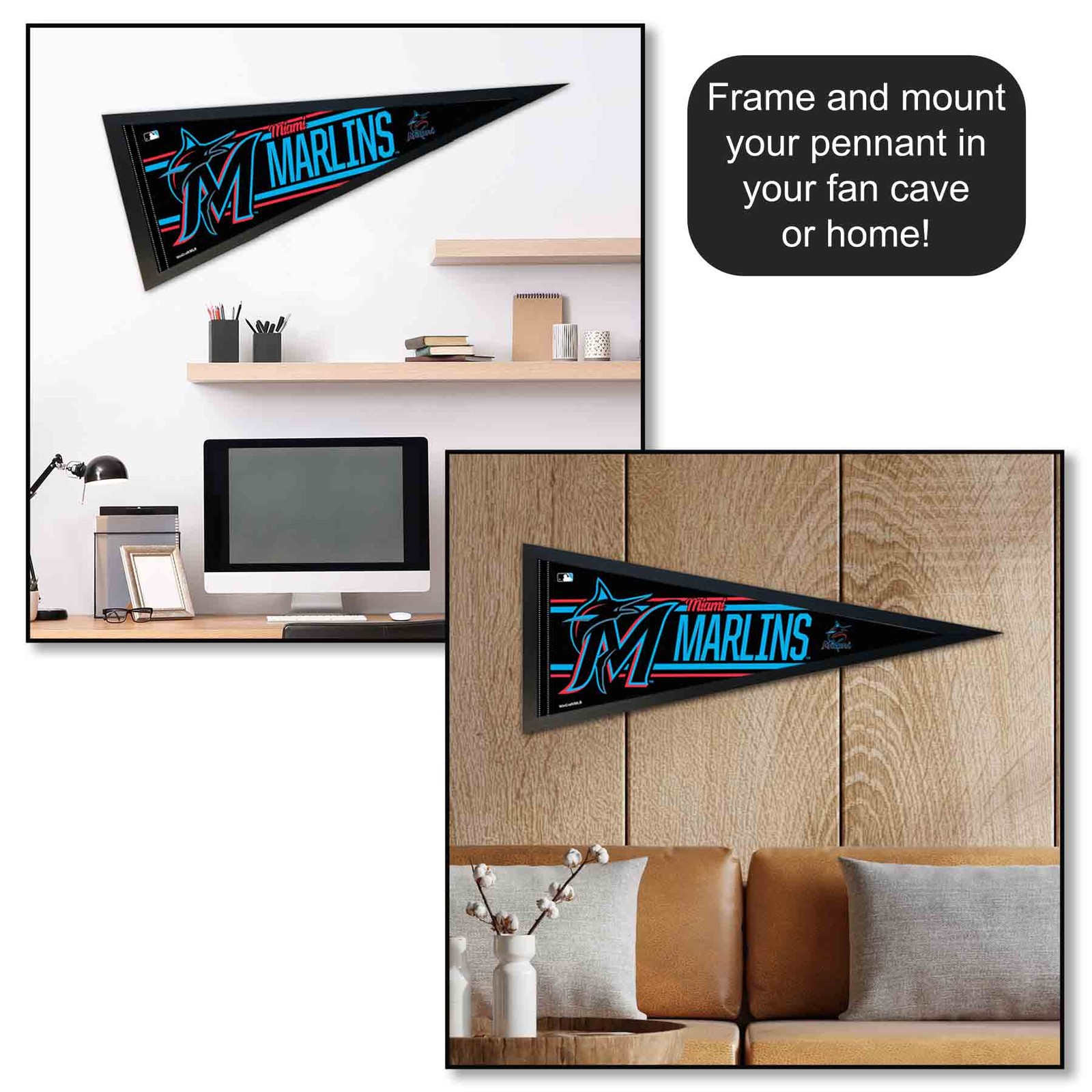 Miami Marlins MLB 12 in X 30 in Pennant