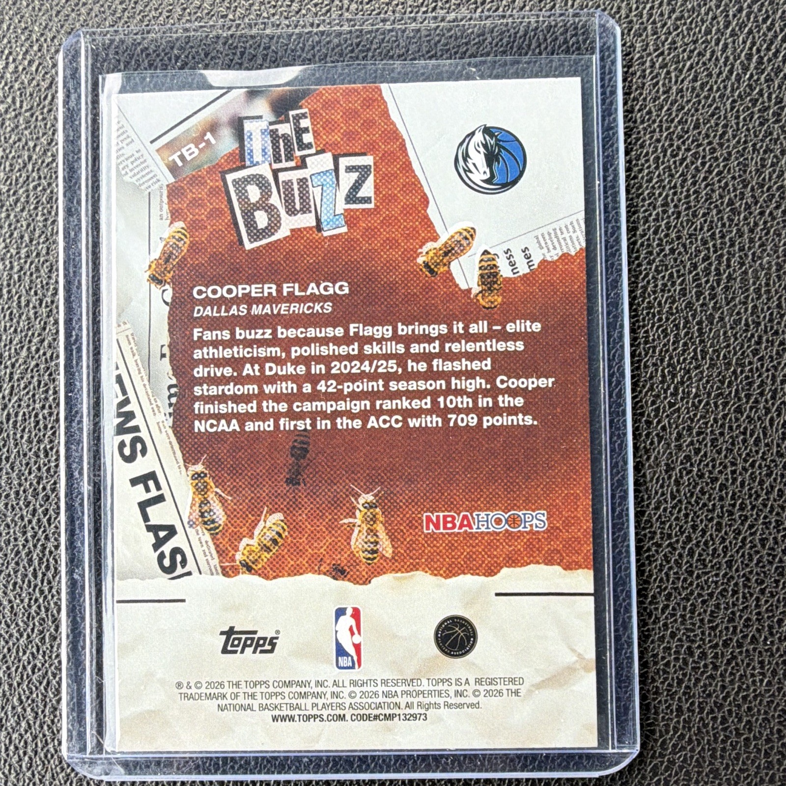 Topps NBA Hoops The Buzz Cooper Flagg TB-1 Rookie Card Dallas Mavericks 2026