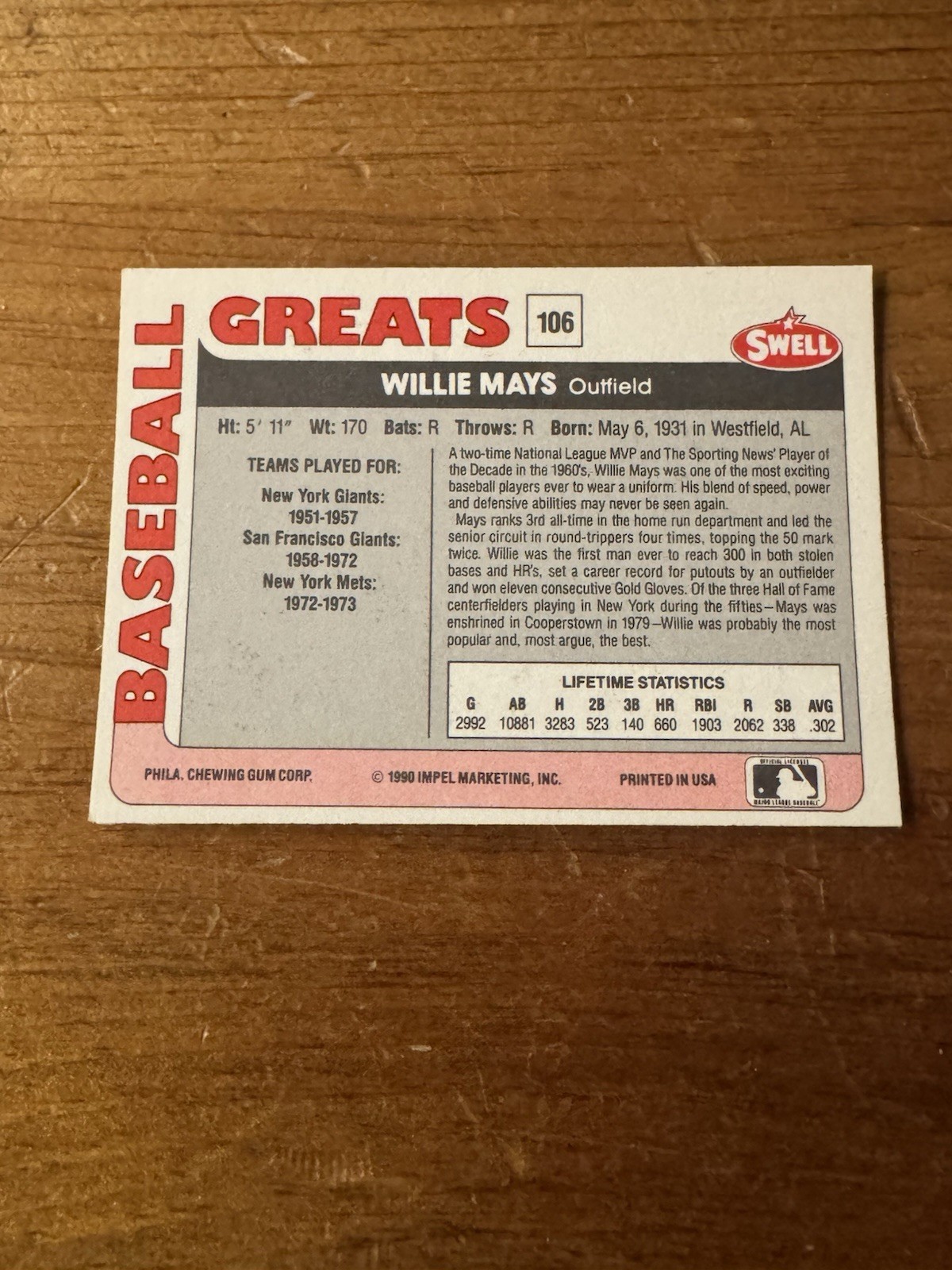 1991 Swell Baseball Greats Partial Set (65 Cards) – Willie Mays Included