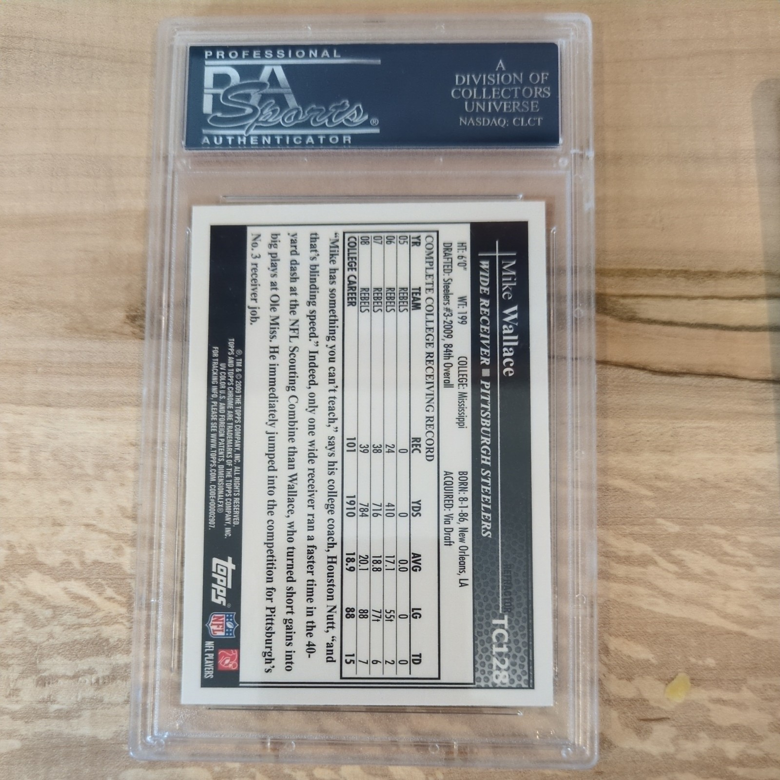 2009 Topps Chrome – Mike Wallace #TC128 Blue Refractor (RC)- PSA GEM MT 10 pop 5