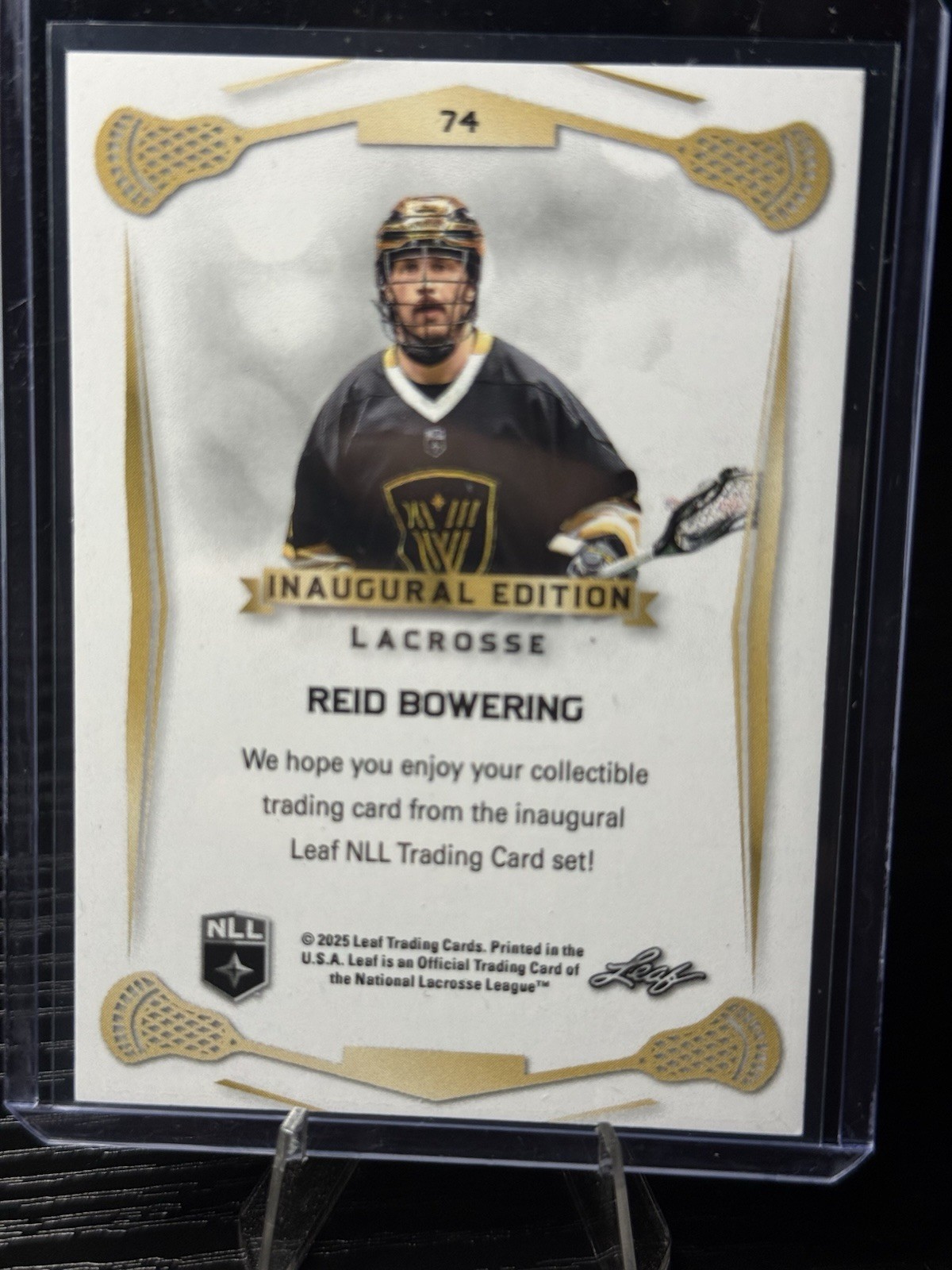2025 Leaf NLL Inaugural Edition – Reid Bowering #74 1/5 Blue Pillar – Warriors