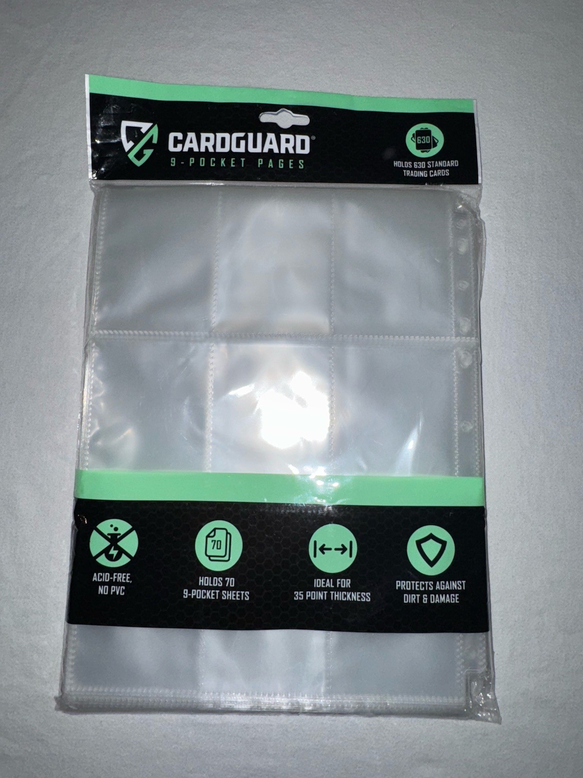 Card Guard 70 Pack 9 Pocket Pages Card Pack, holds up to 630 singles!