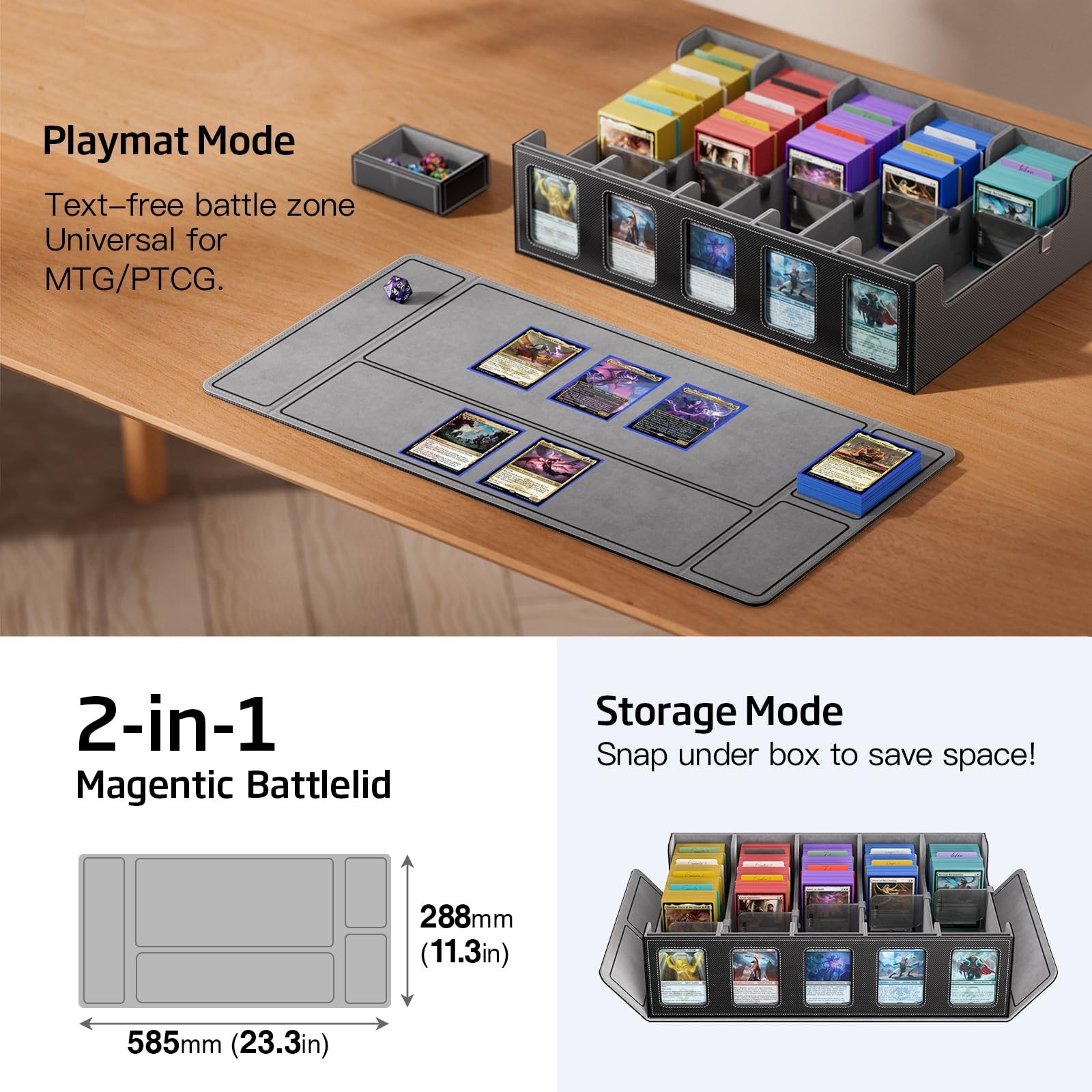 Large 5-Row Trading Card Storage Box 3900+ Capacity with Magnetic Lid & Dividers