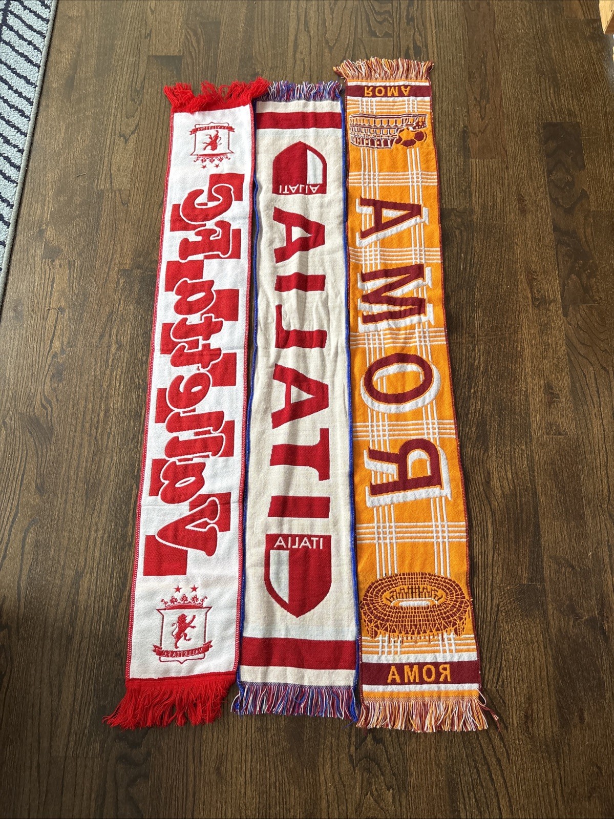 Soccer Scarfs European Lot Of 3 Futbol Football Italy, Roma Valletta Fc