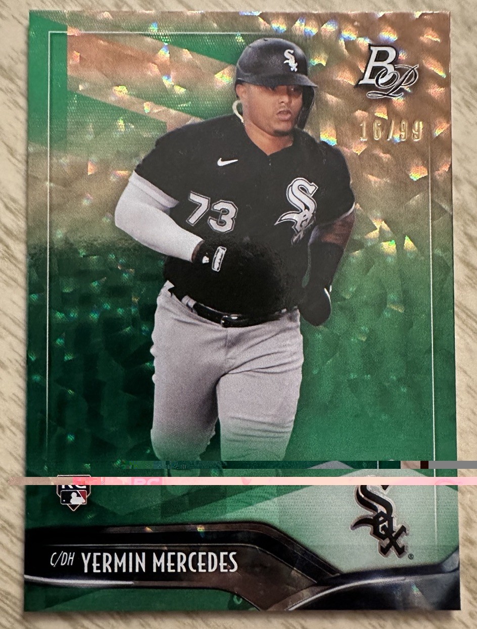 2021 Bowman Platinum Yermin Mercedes Green Refractor /99 Rookie RC #82