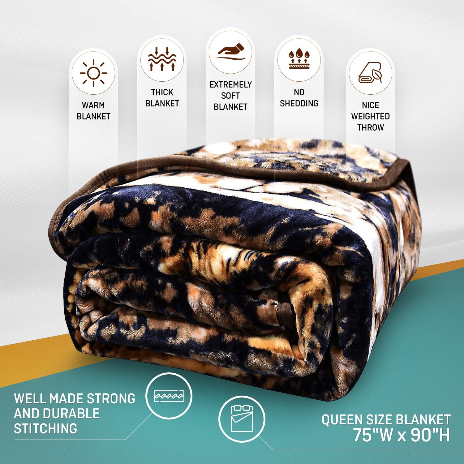 5.3 lbs Deer Blanket Queen Size, Heavy, Thick, and 75″W x 90″L, 1