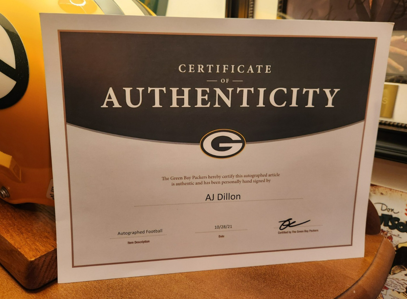 PACKERS AUTOGRAPHED AJ DILLION OFFICIAL “THE DUKE” NFL GAME WILSON FOOTBALL COA
