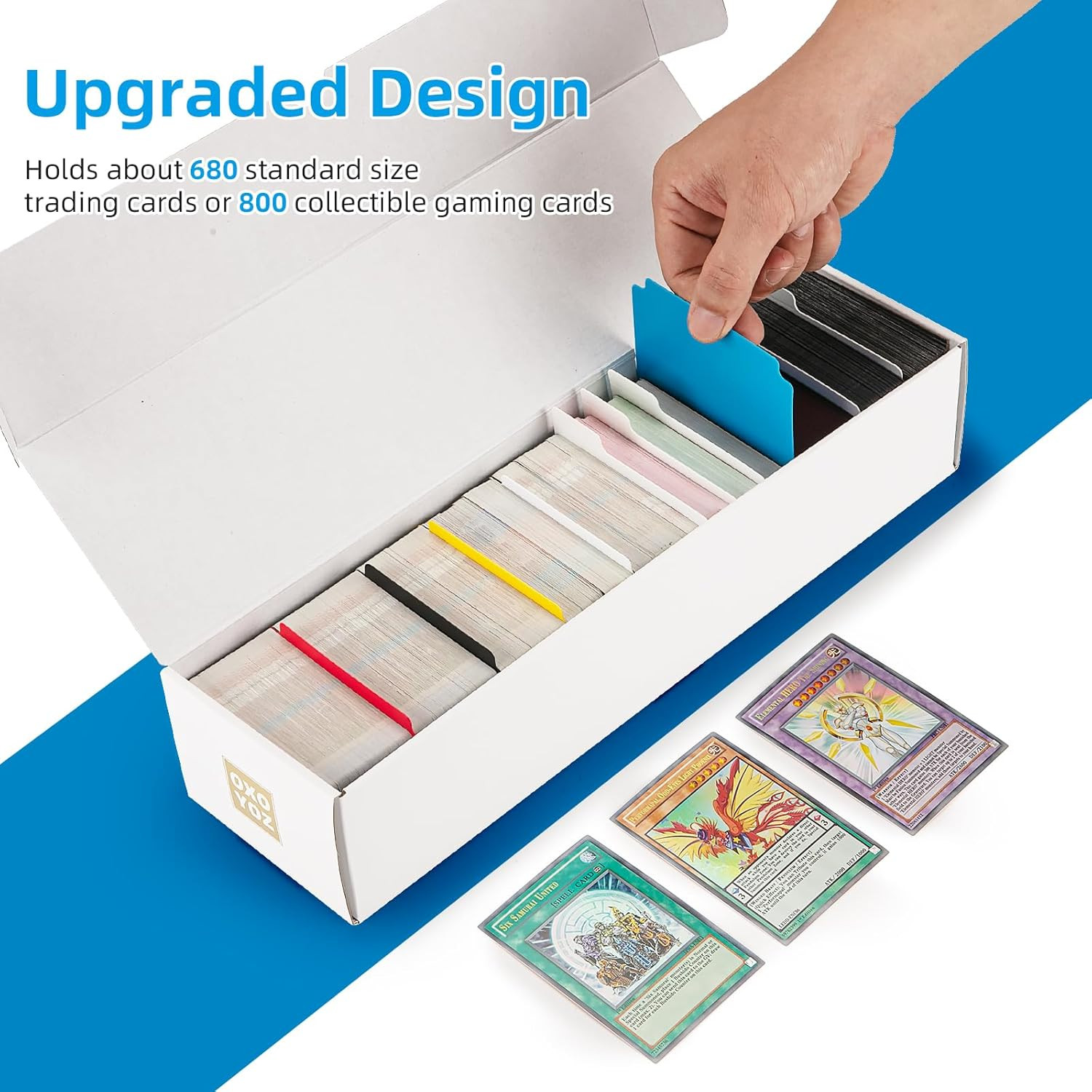 Trading Card Storage Box, 8 Pack 5 Color Dividers 9 Label Stickers 30 Dividers,
