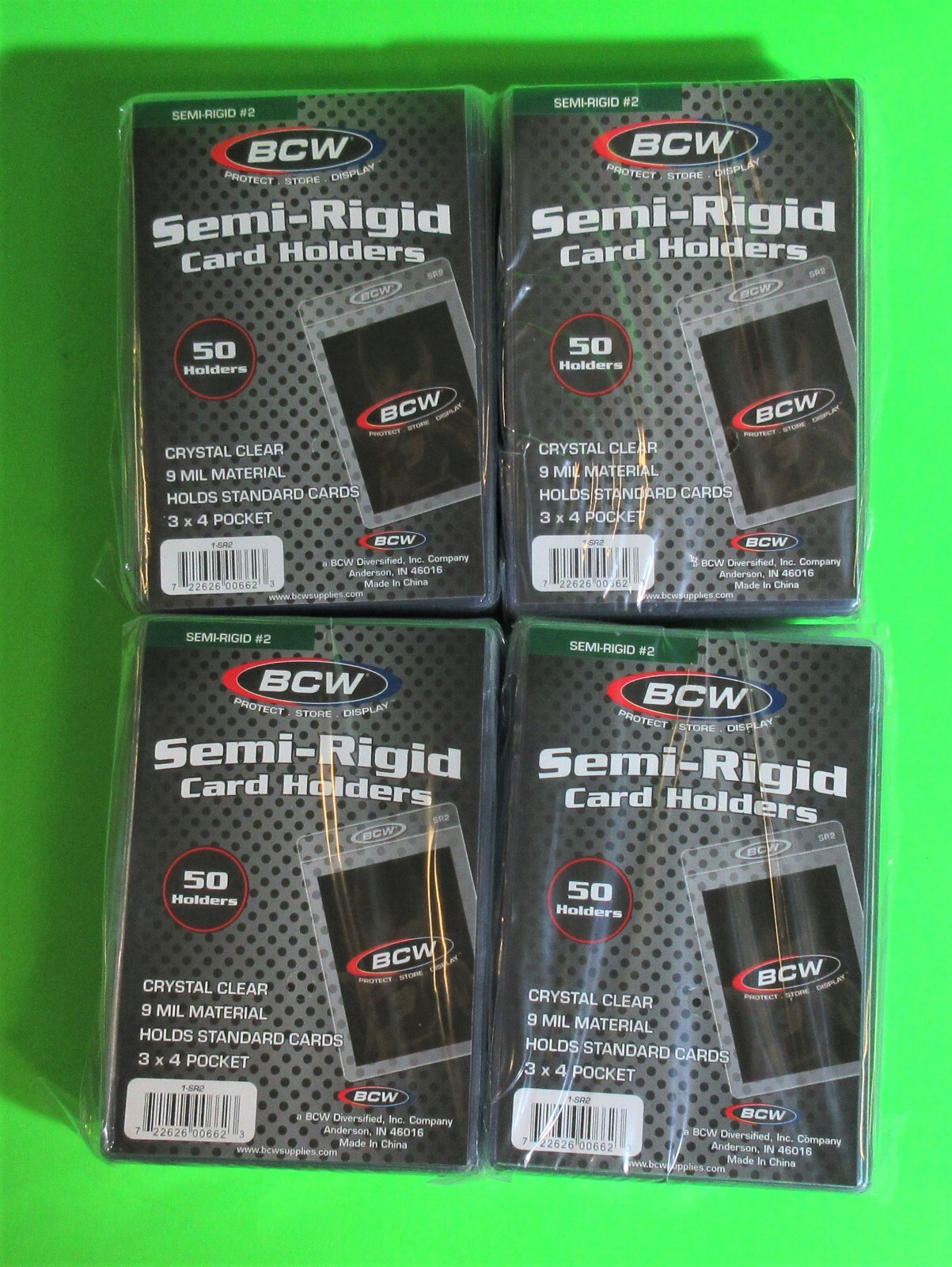 200 SEMI-RIGID CARD HOLDER #2 FOR TRADING CARDS 9 MIL,STANDARD CARD 3X4 SIZE SR2