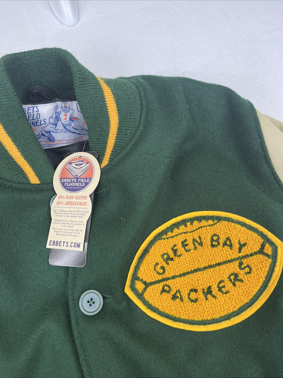 1950’s Green Bay Packers Ebbets Field Flannel Jackets Size Small Wool Leather