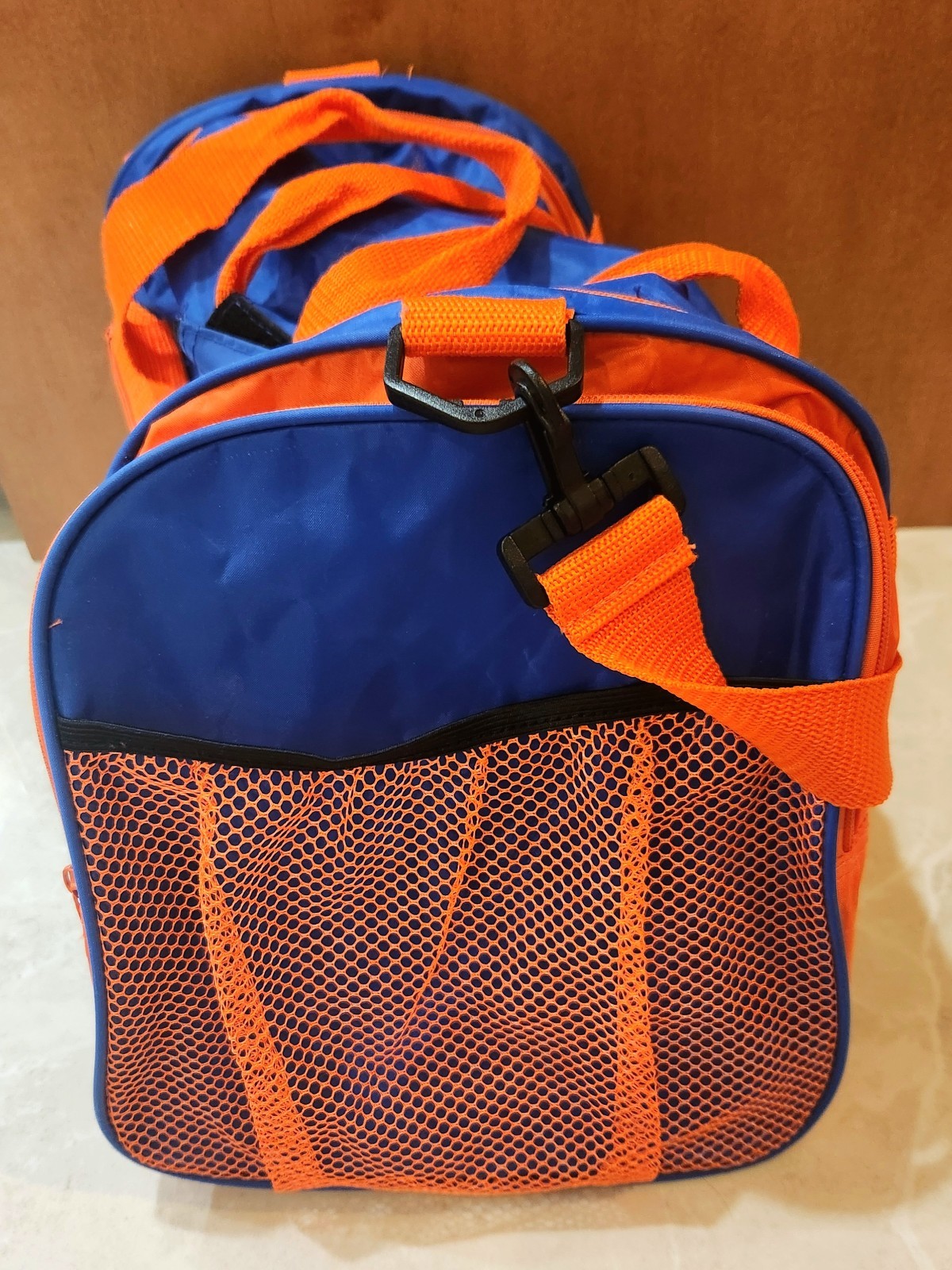 New York Mets And Verizon Logo duffel bag in blue and orange