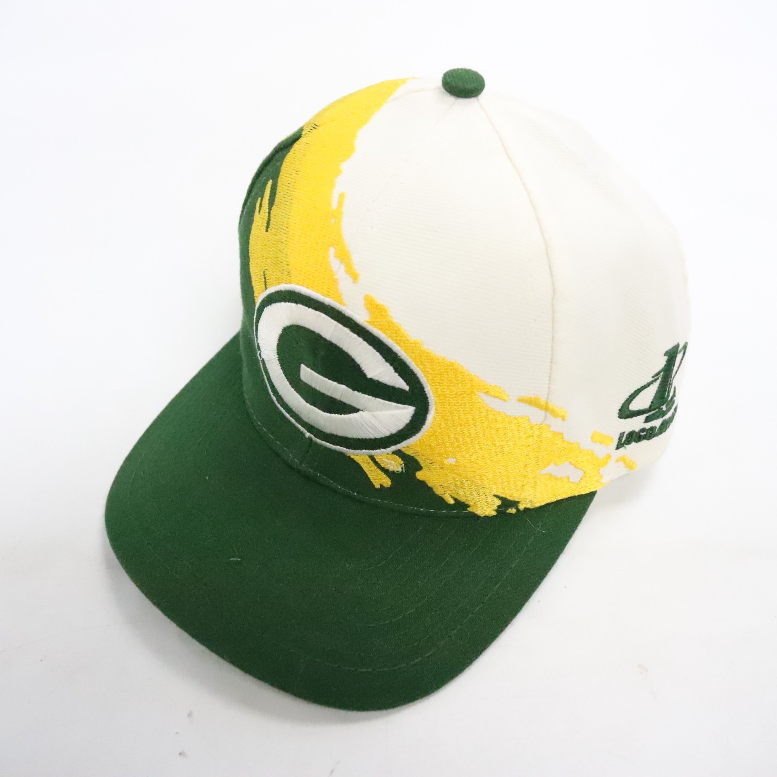 Vintage Green Bay Packers Splash Logo Athletic Snapback Hat OSFA NFL