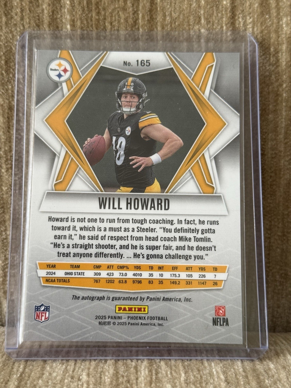 2025 Panini Phoenix Football #165 Will Howard Silver Pyramids SSP Rookie Auto RC
