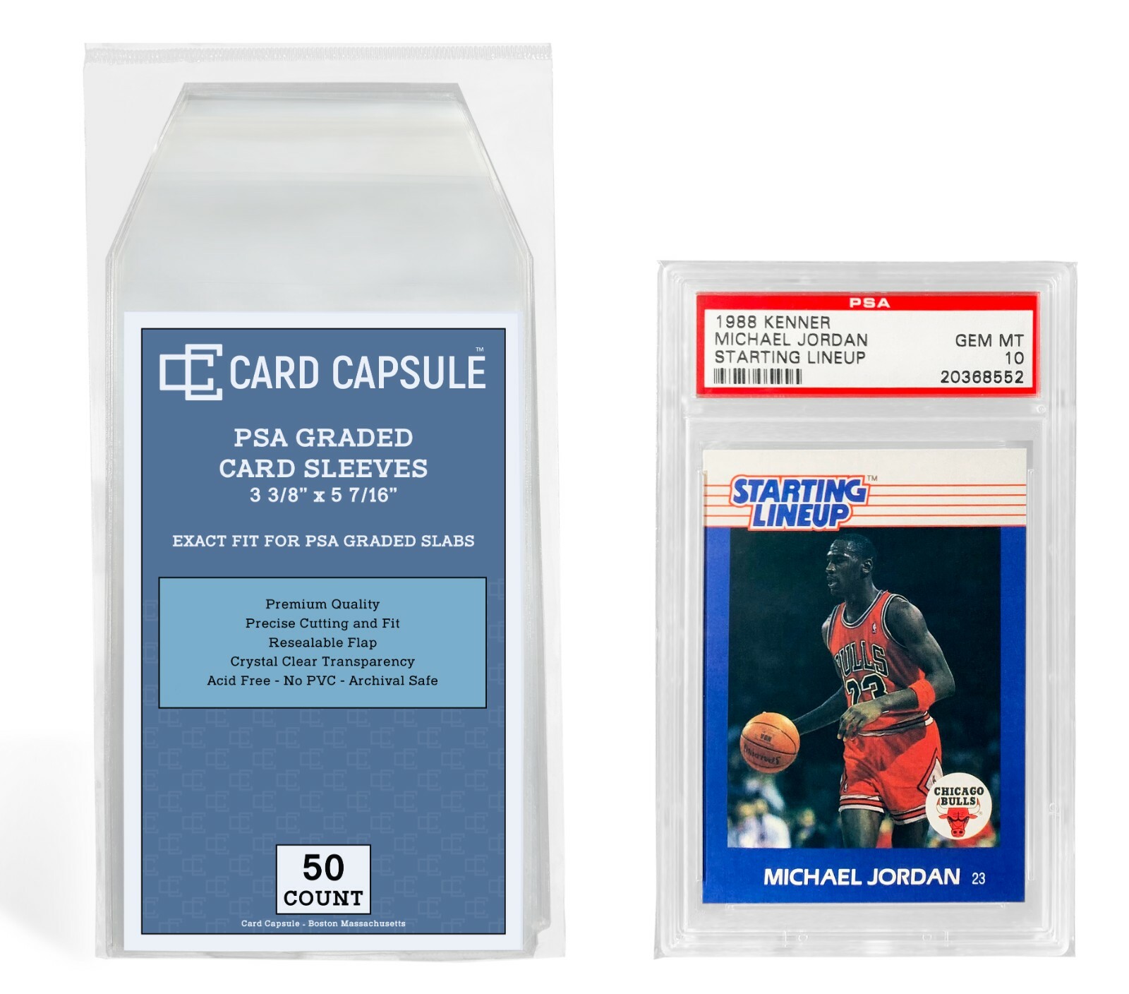 Card Capsule 50 Count Exact Fit for PSA Graded Slabs Resealable Sleeves Bags.