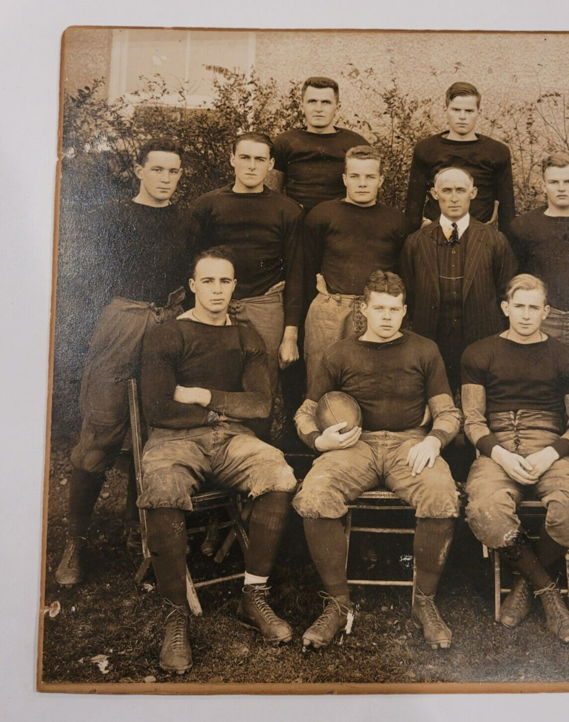 Early 1900’s FOOTBALL TEAM 10.5×13.5 In Original Mounted Photo-UNIFORM-NEW YORK