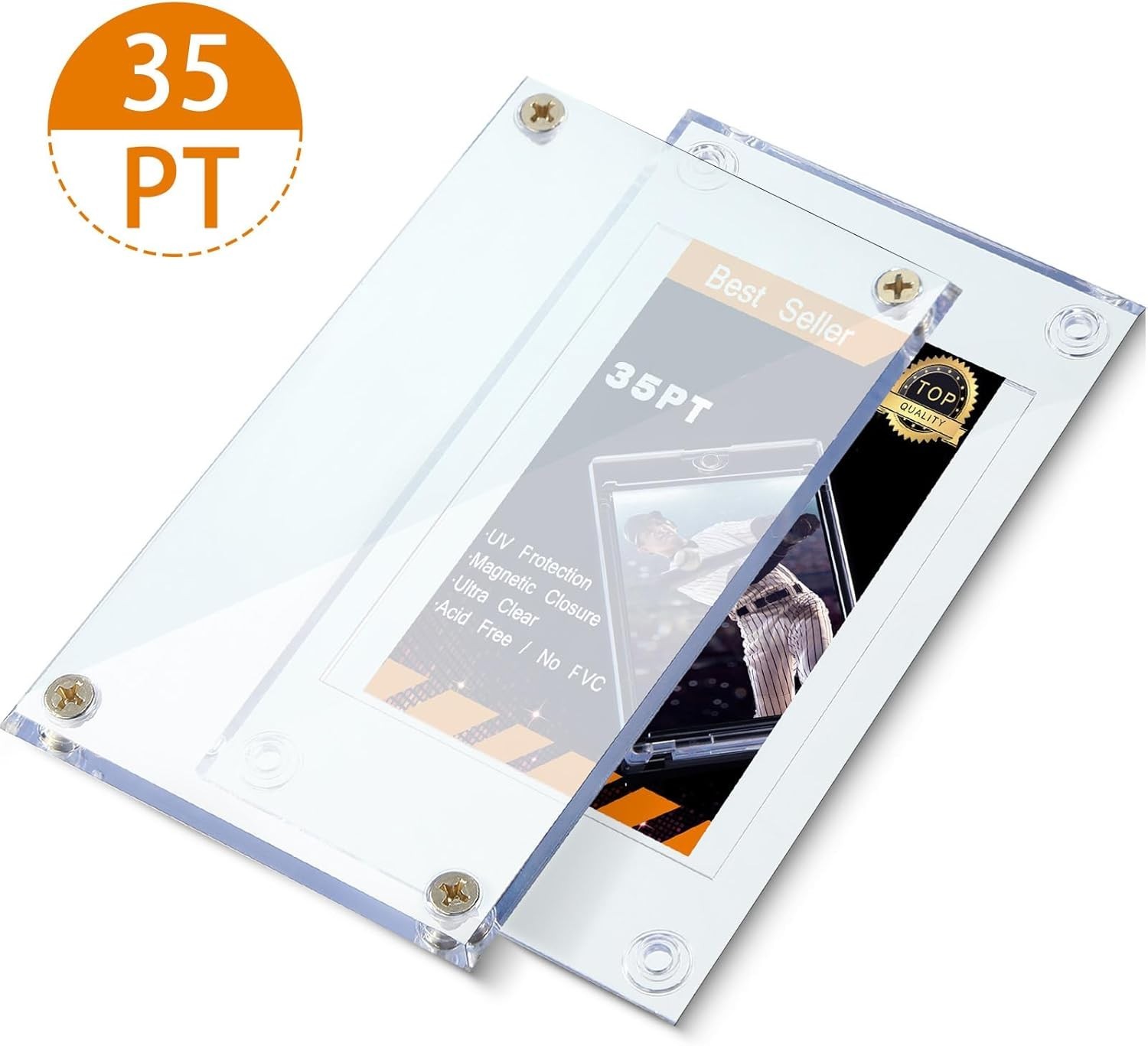 5-Pk 4-Screw Acrylic Trading Card Protectors Clear Display Cases for Sports Card