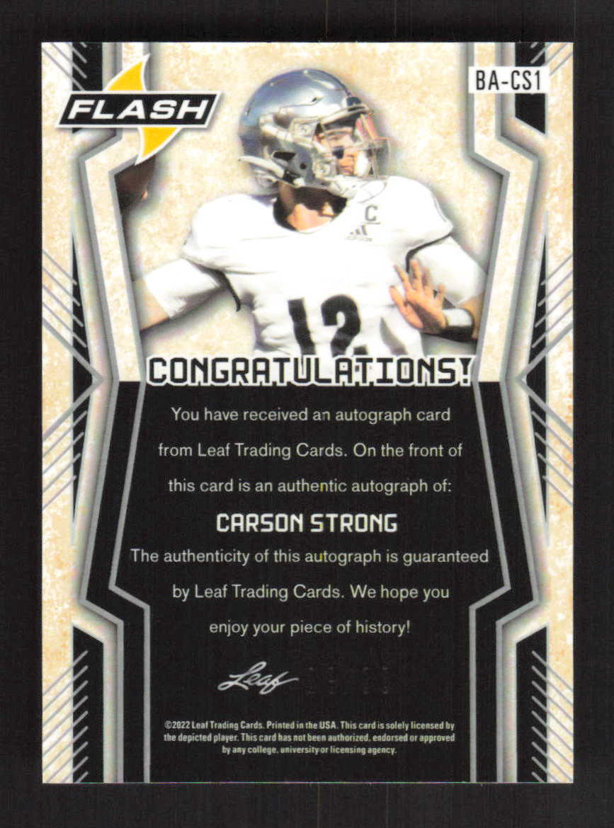 Carson Strong 2022 Leaf Flash Kaleidoscope Silver #/30 Auto #BA-CS1