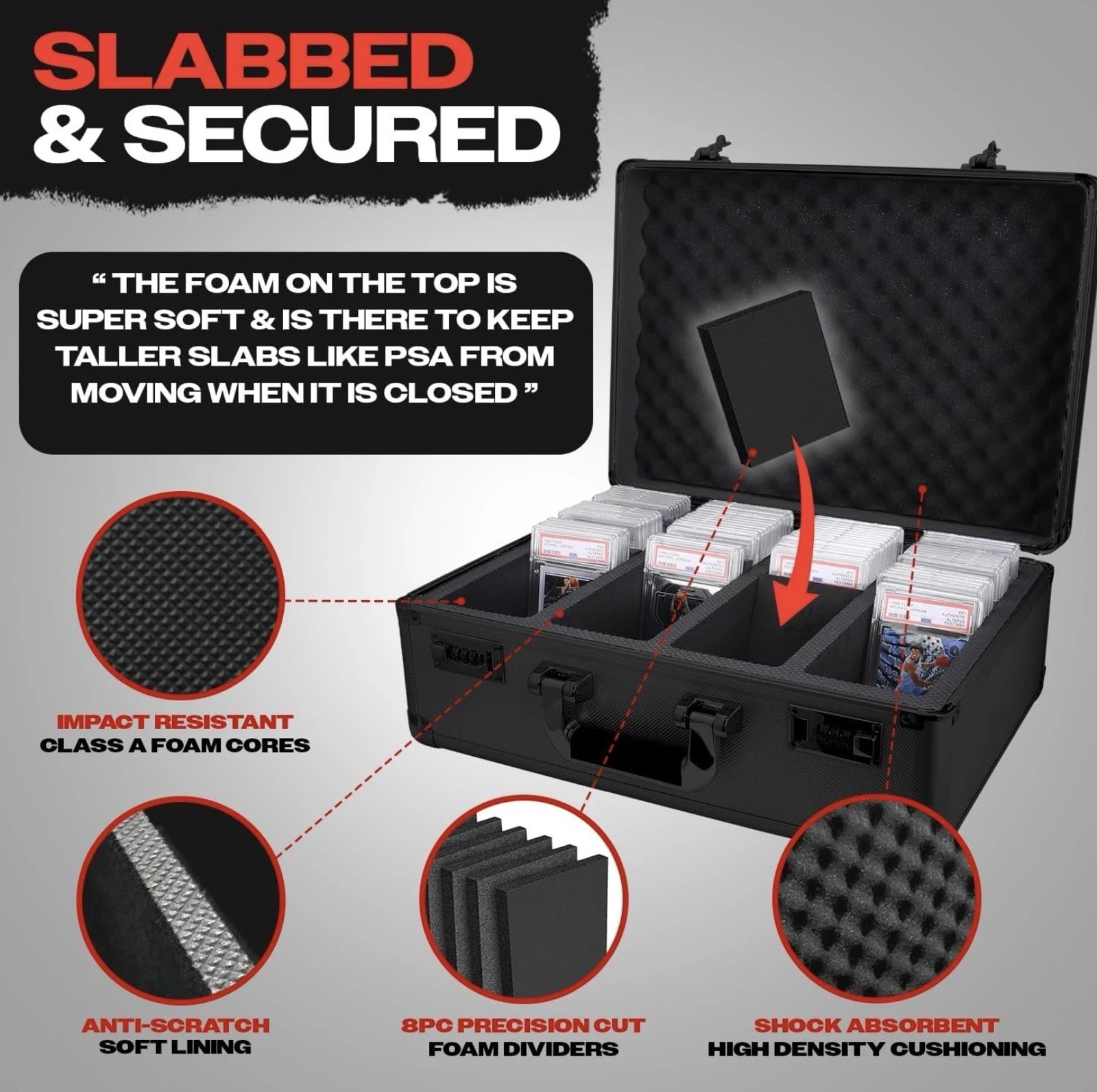 VALUN 160+ 4 ROW Graded Card Storage Box; Durable Sports, PSA Card Storage Box