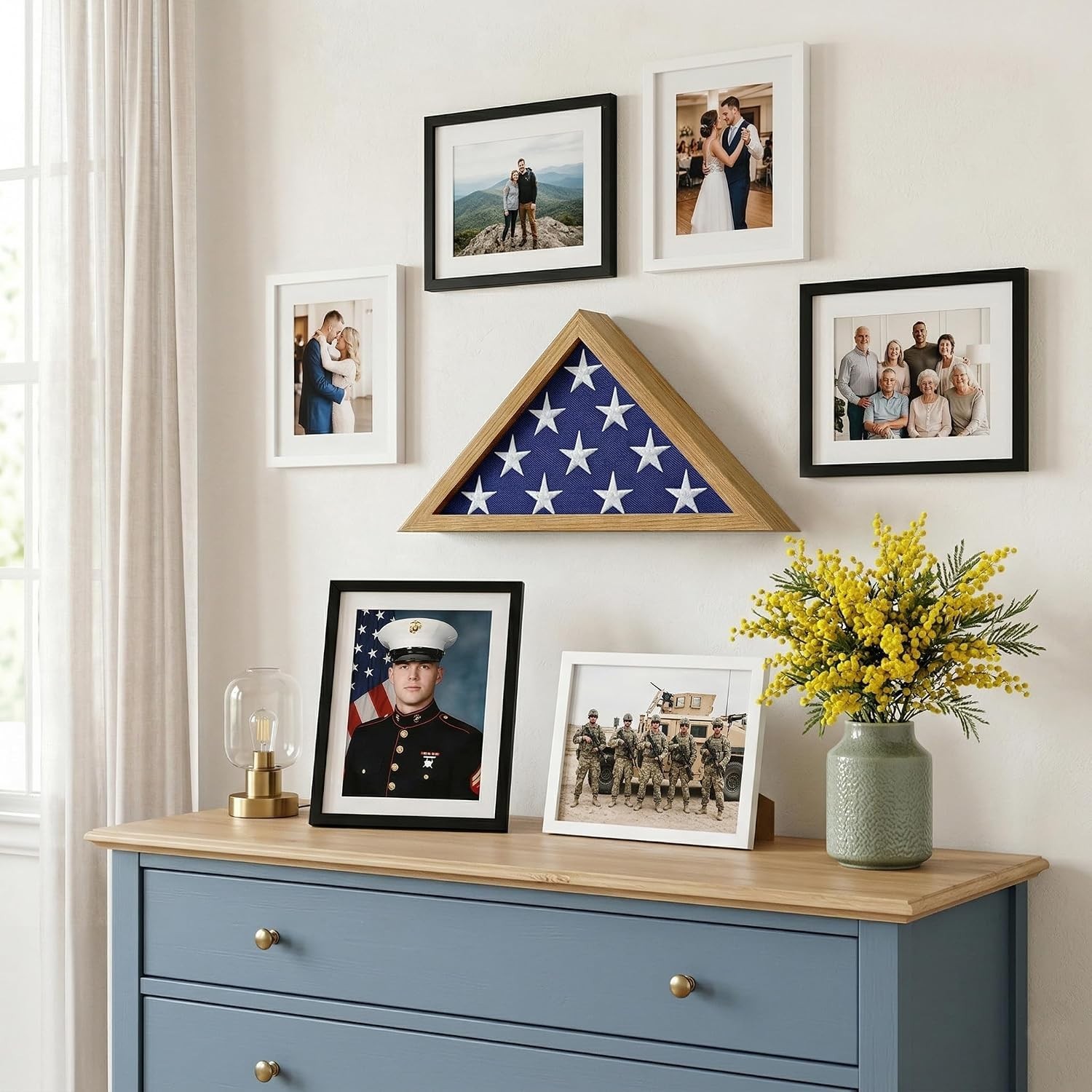 Triangular Flag Display Box: Durable Barn Wood Frame for 3×5′ Ceremonial Flags