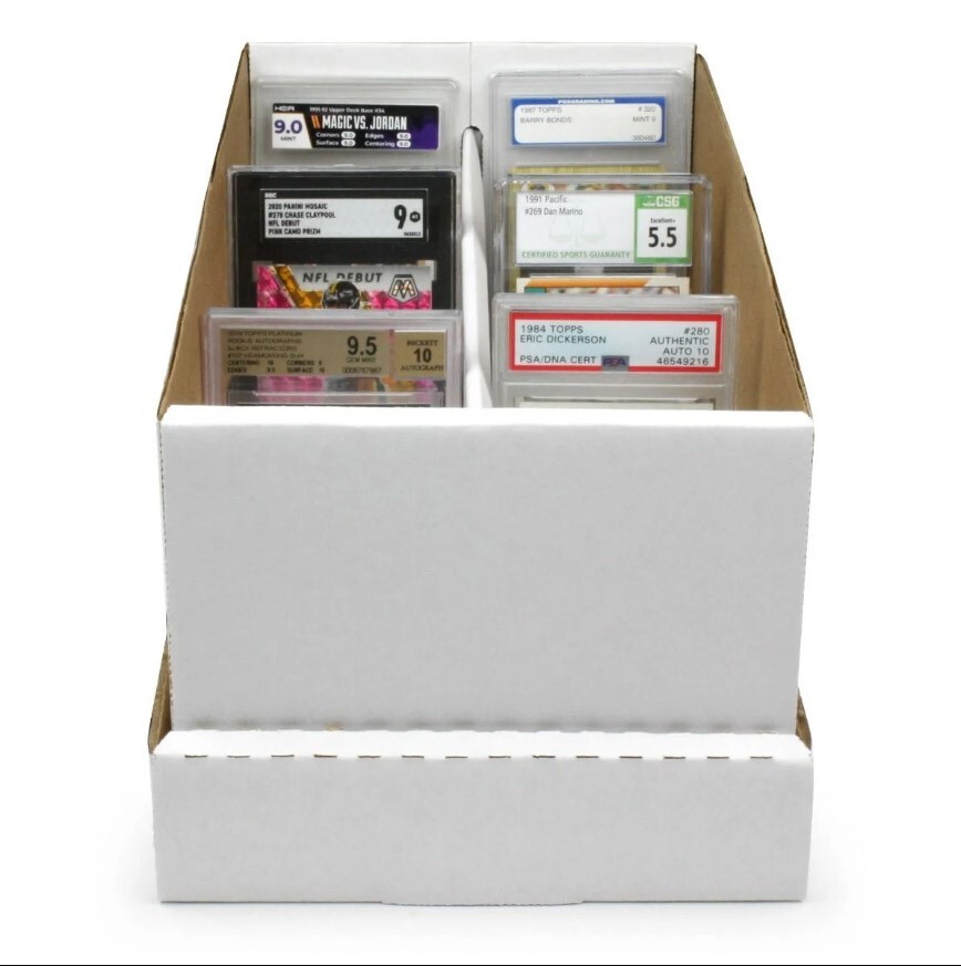 2 BCW Graded Card Shoe Storage Box New Cardboard Lid PSA Beckett & Trading Slab