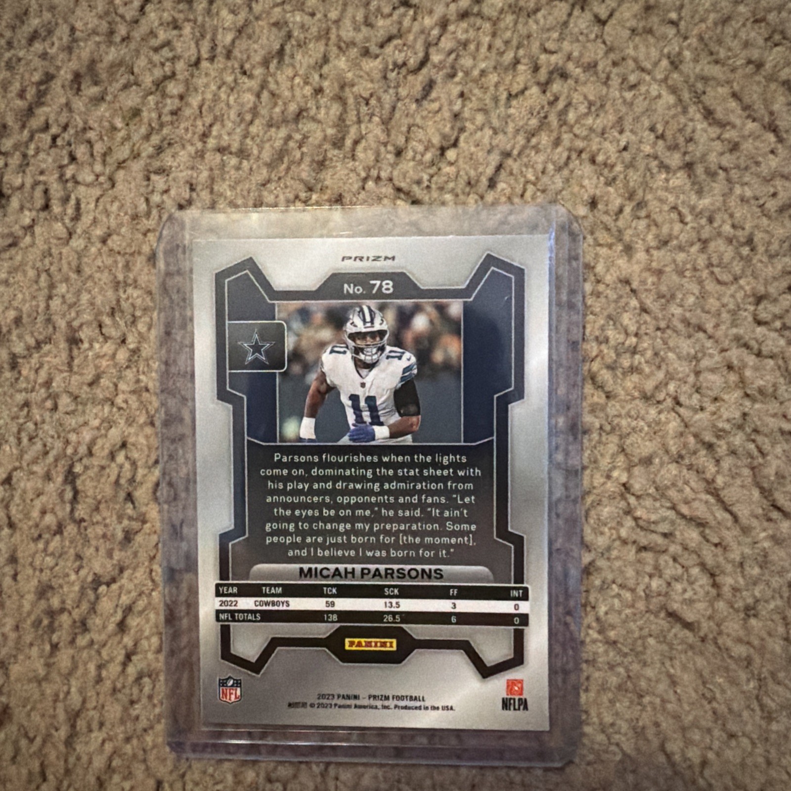 2023 Panini Prizm – Micah Parsons #78 Red Sparkle Prizm