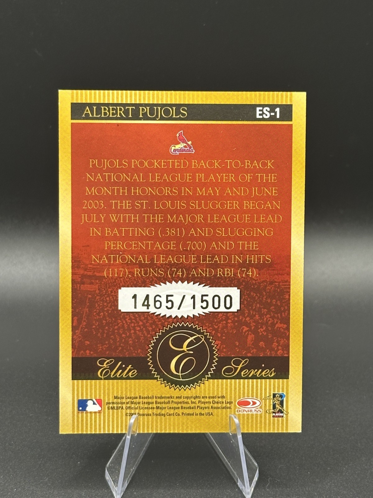 2004 Donruss Elite – Elite Series Albert Pujols #ES-1 /1500