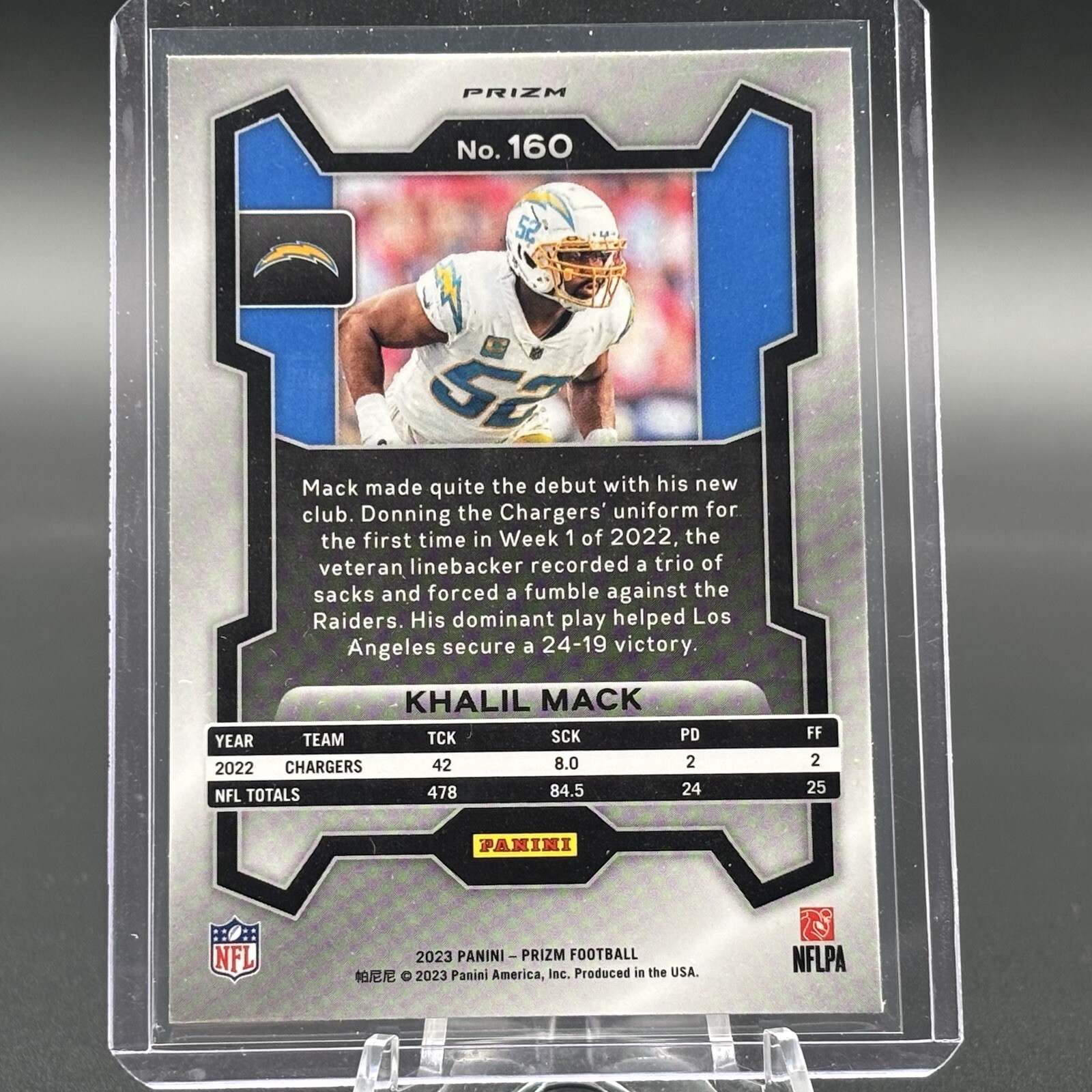 2023 Panini Prizm #160 Khalil Mack Silver Prizm Los Angeles Chargers