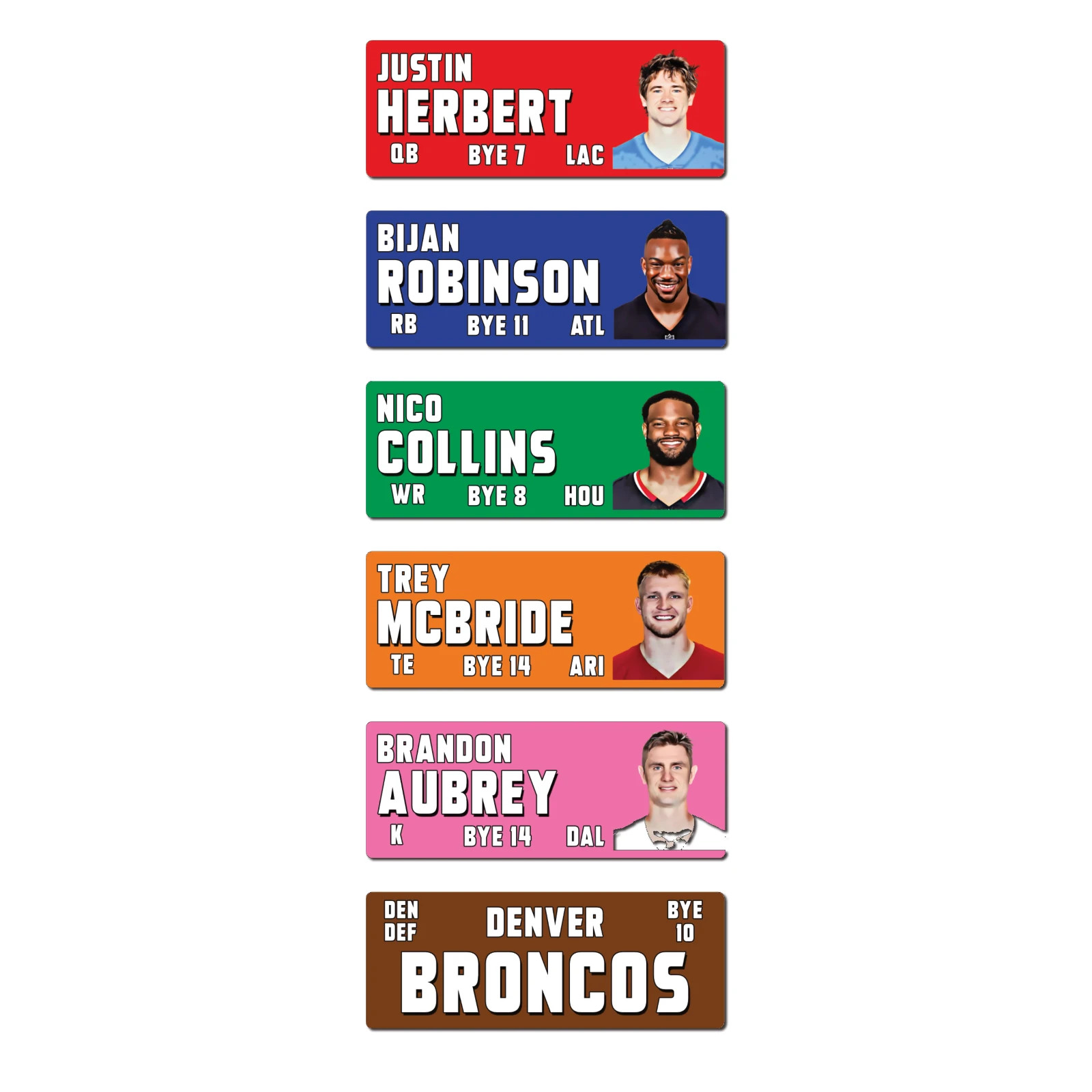 Fantasy Football Draft Board Kit – NEW for 2026 – MEDIUM Player Stickers & Board