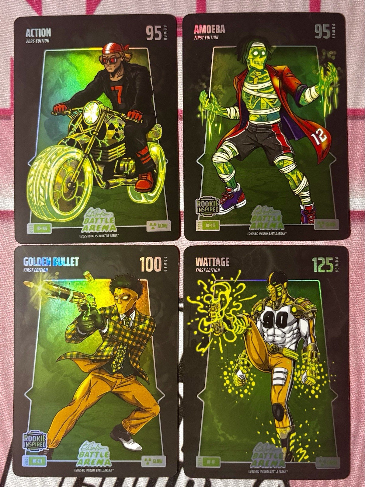 Bo Jackson Battle Arena Action, Amoeba, Golden Bullet, Wattage Glow BF Lot (4)