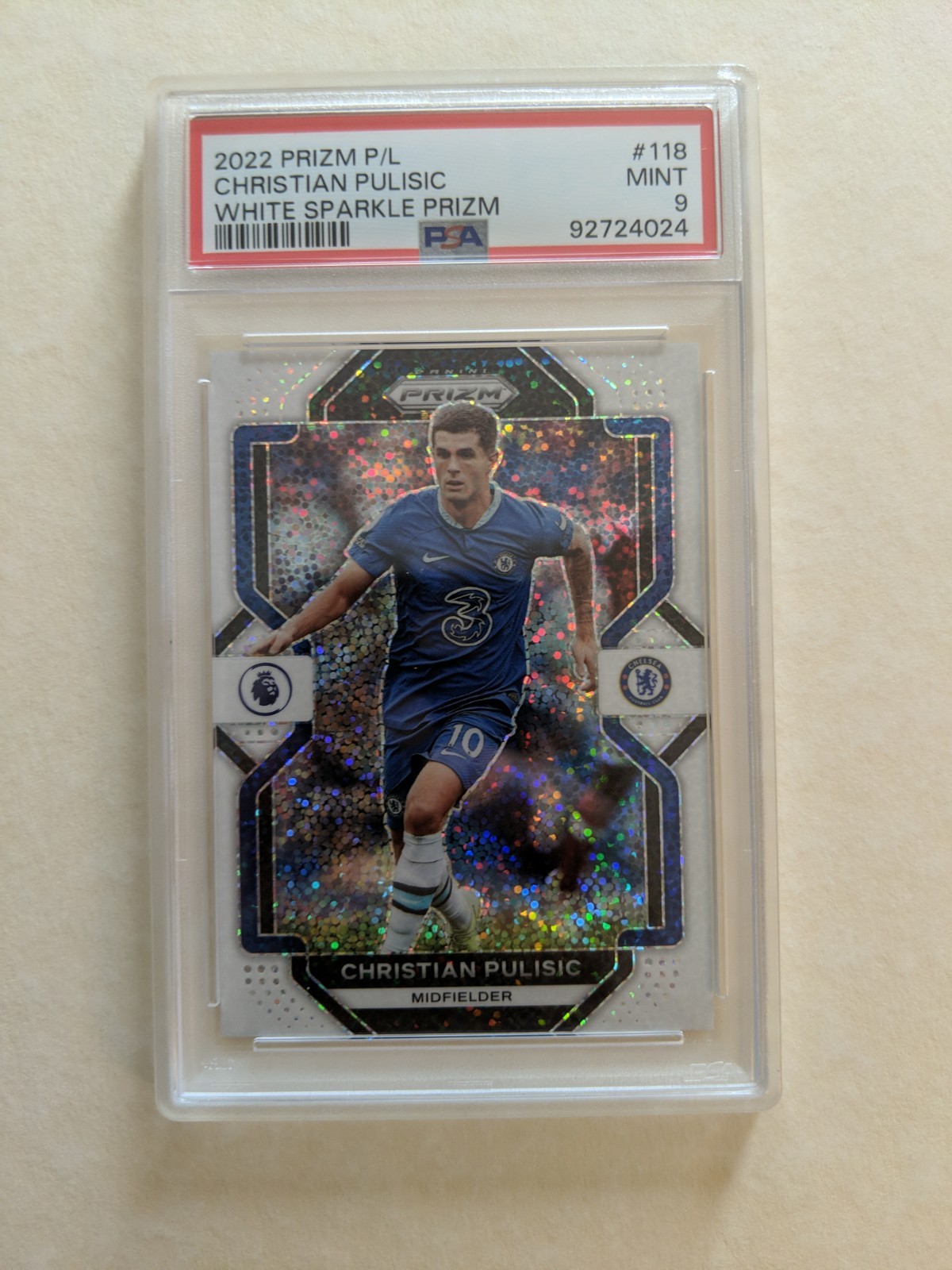 2022 Prizm Christian Pulisic White sparkle Prizm Ssp PSA 9 Team USA World Cup 26