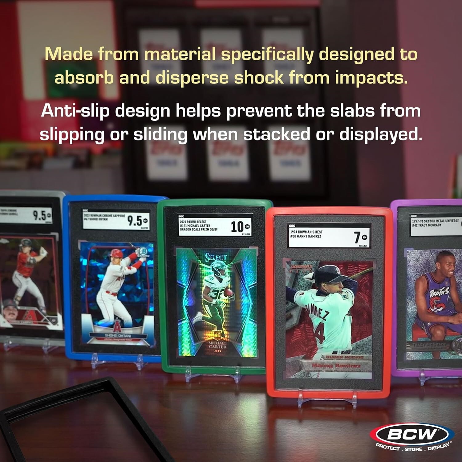 6 BCW Graded Card Bumpers For SGC Certified Slab GREEN Silicone Edge Protection